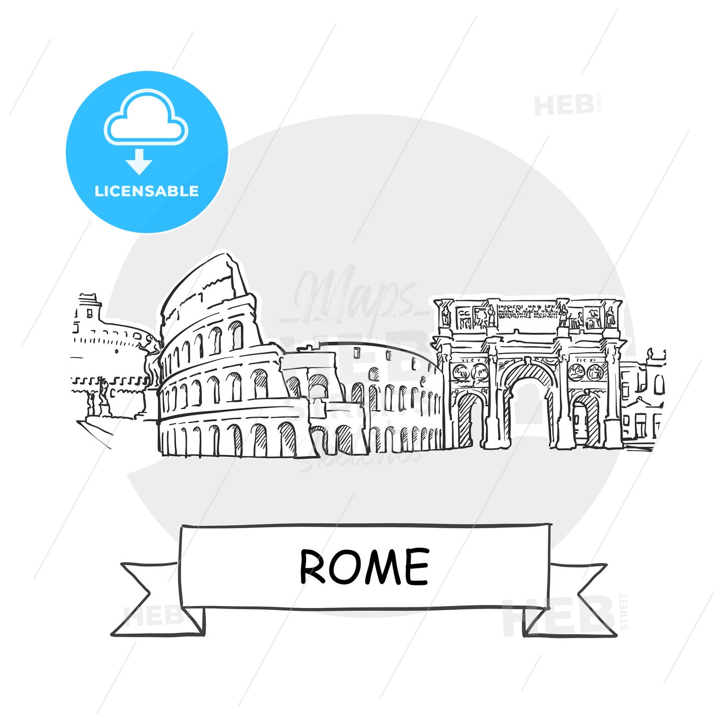 Rome Cityscape Vector Sign – instant download