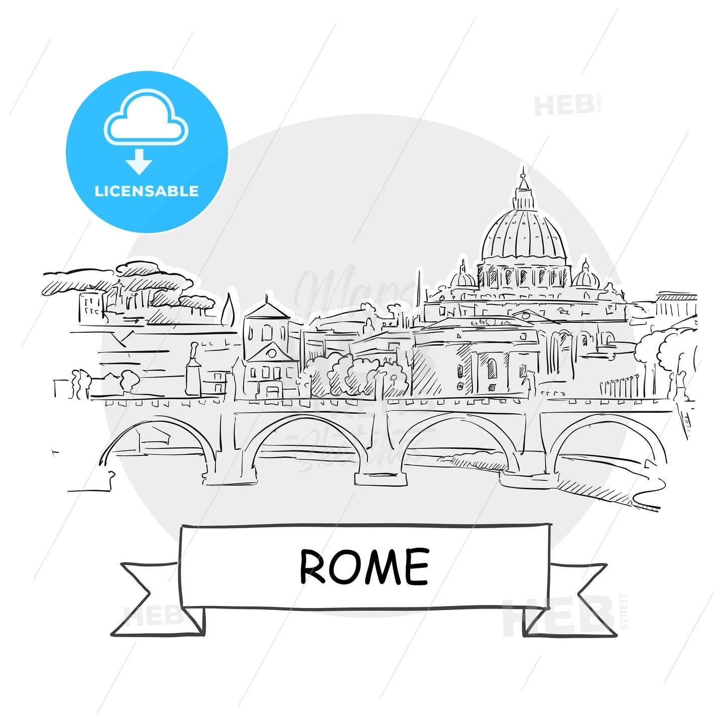 Rome Cityscape Vector Sign – instant download