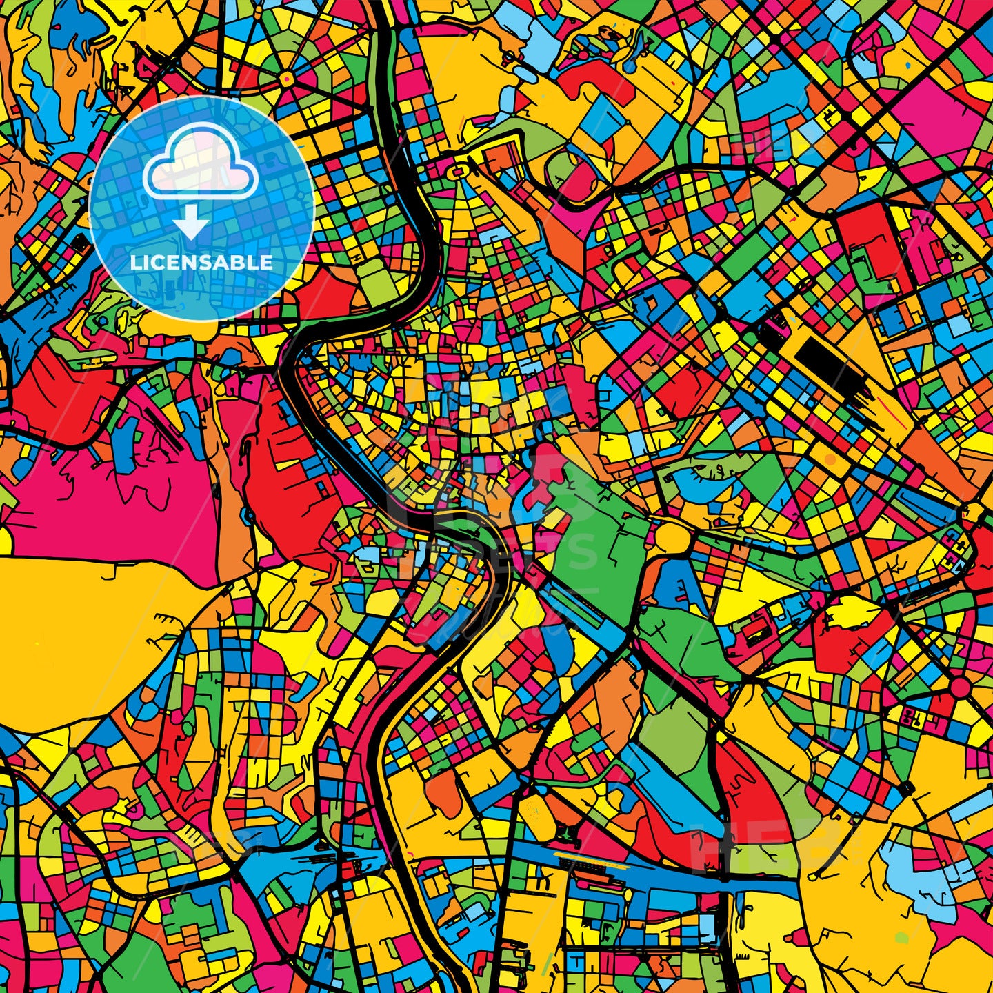 Rome Italy Colorful Map