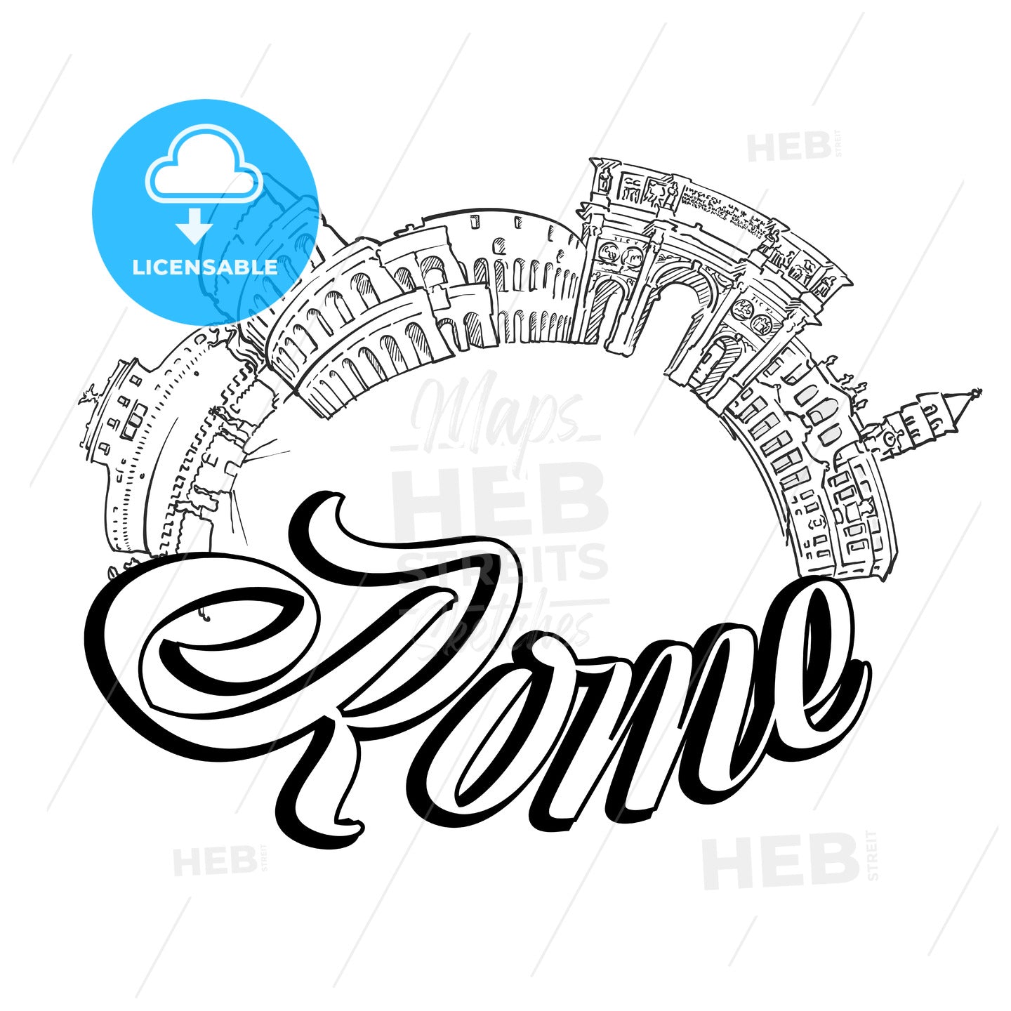 Rome landmarks cover design – instant download