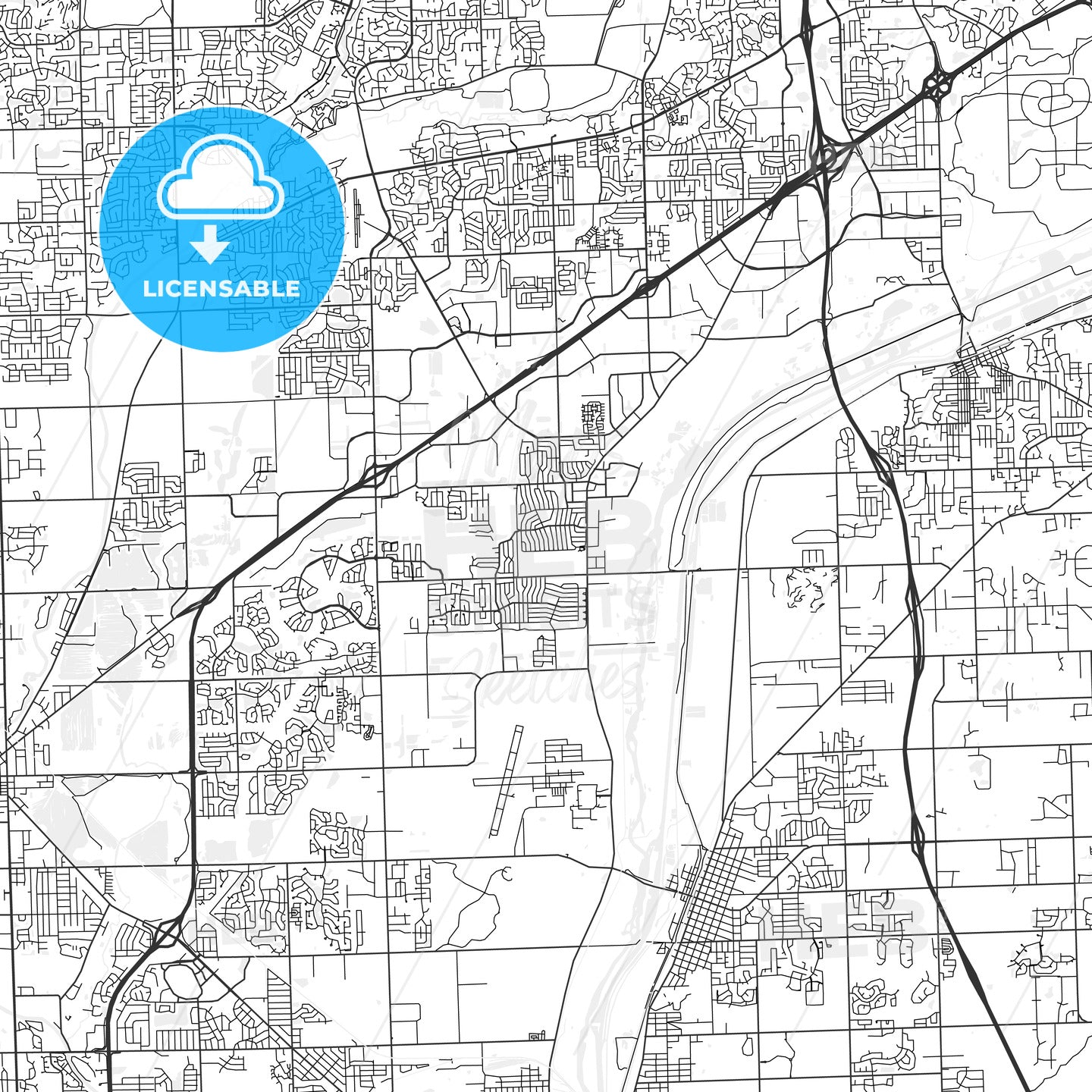 Romeoville, Illinois - Area Map - Light