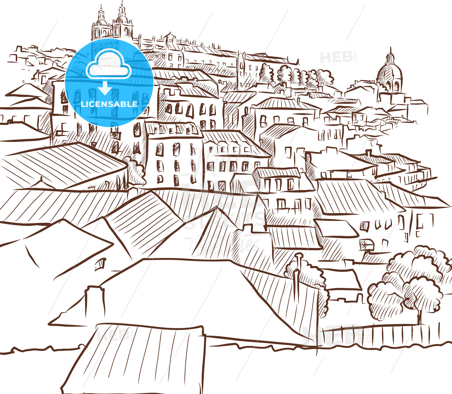 Roofs Of Lisbon, Portugal Drawing