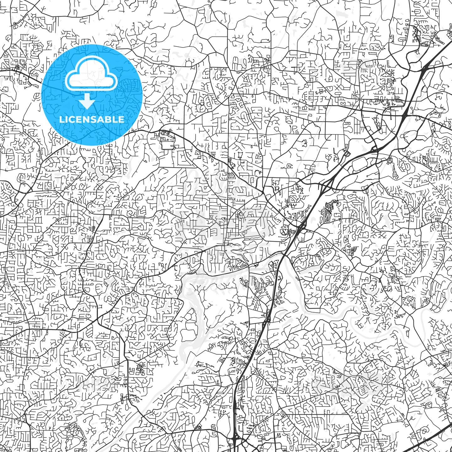 Roswell, Georgia - Area Map - Light