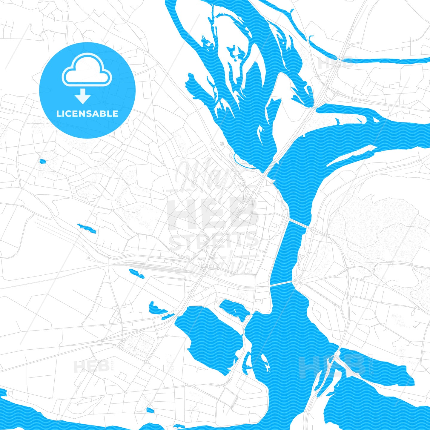 Rovaniemi, Finland PDF vector map with water in focus
