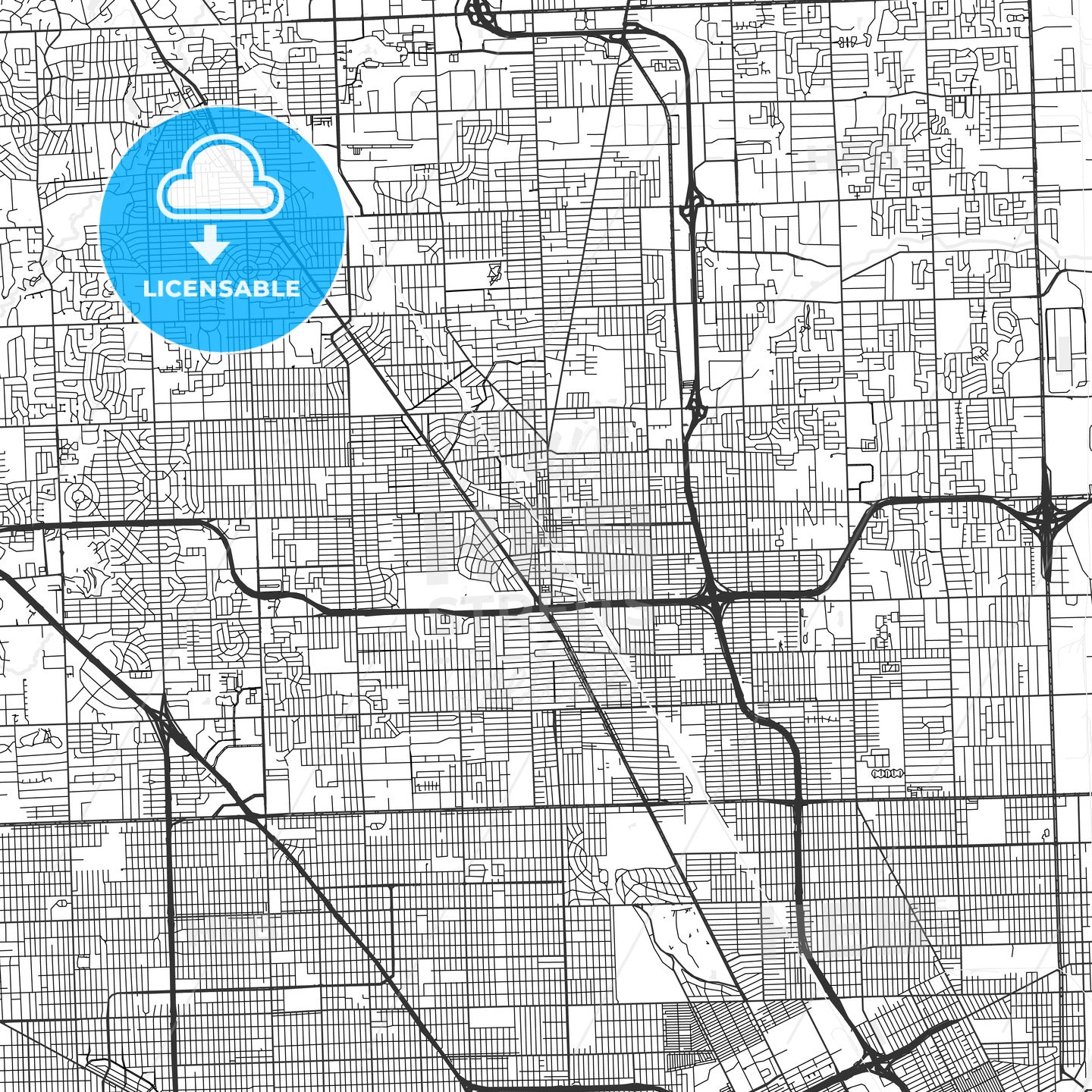 Royal Oak, Michigan - Area Map - Light