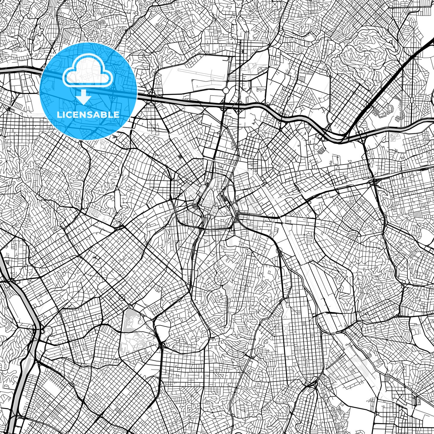 São Paulo, downtown map, light