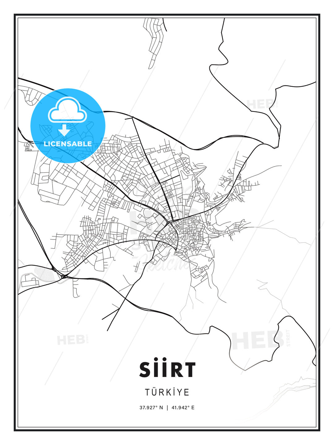 SİİRT / Siirt, Turkey, Modern Print Template in Various Formats - HEBSTREITS Sketches