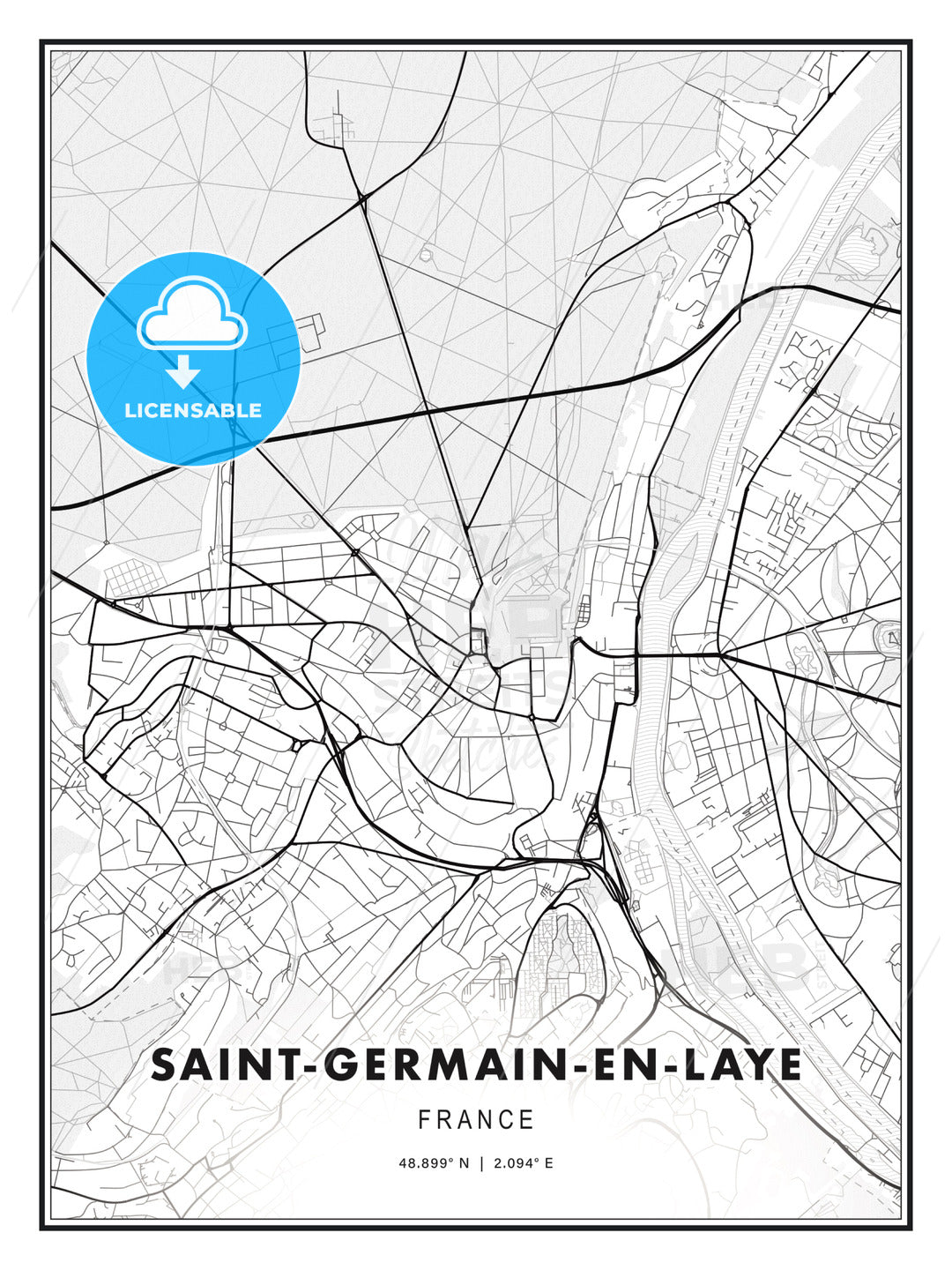 Saint-Germain-en-Laye, France, Modern Print Template in Various Formats - HEBSTREITS Sketches