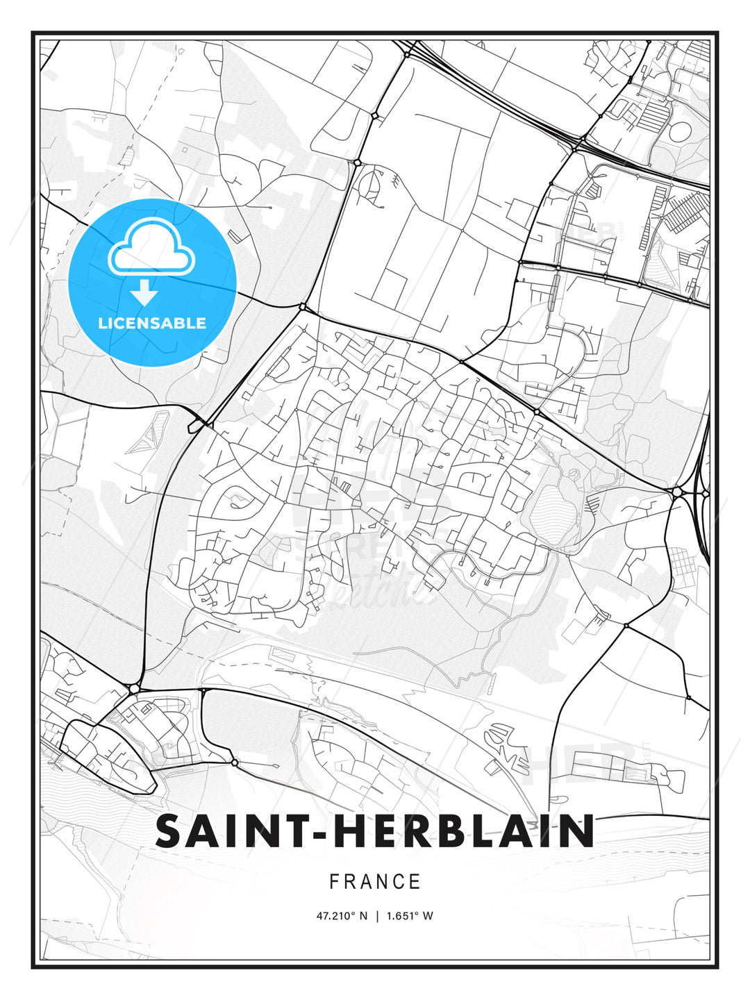 Saint-Herblain, France, Modern Print Template in Various Formats - HEBSTREITS Sketches