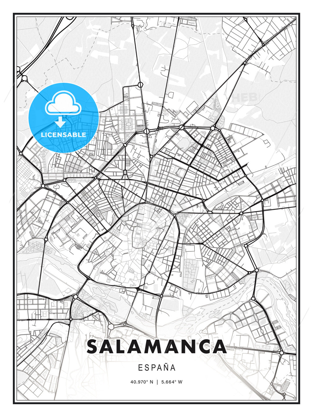 Salamanca, Spain, Modern Print Template in Various Formats - HEBSTREITS Sketches