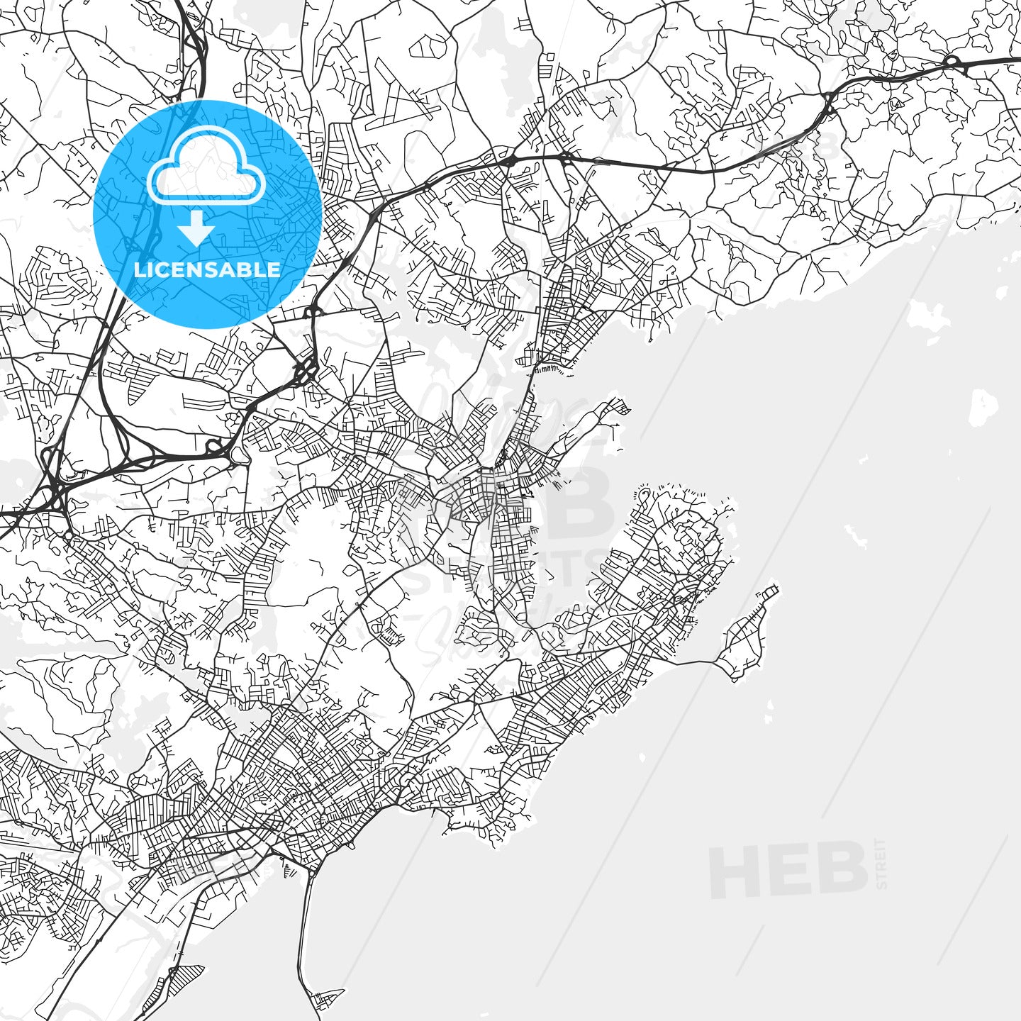 Salem, Massachusetts - Area Map - Light