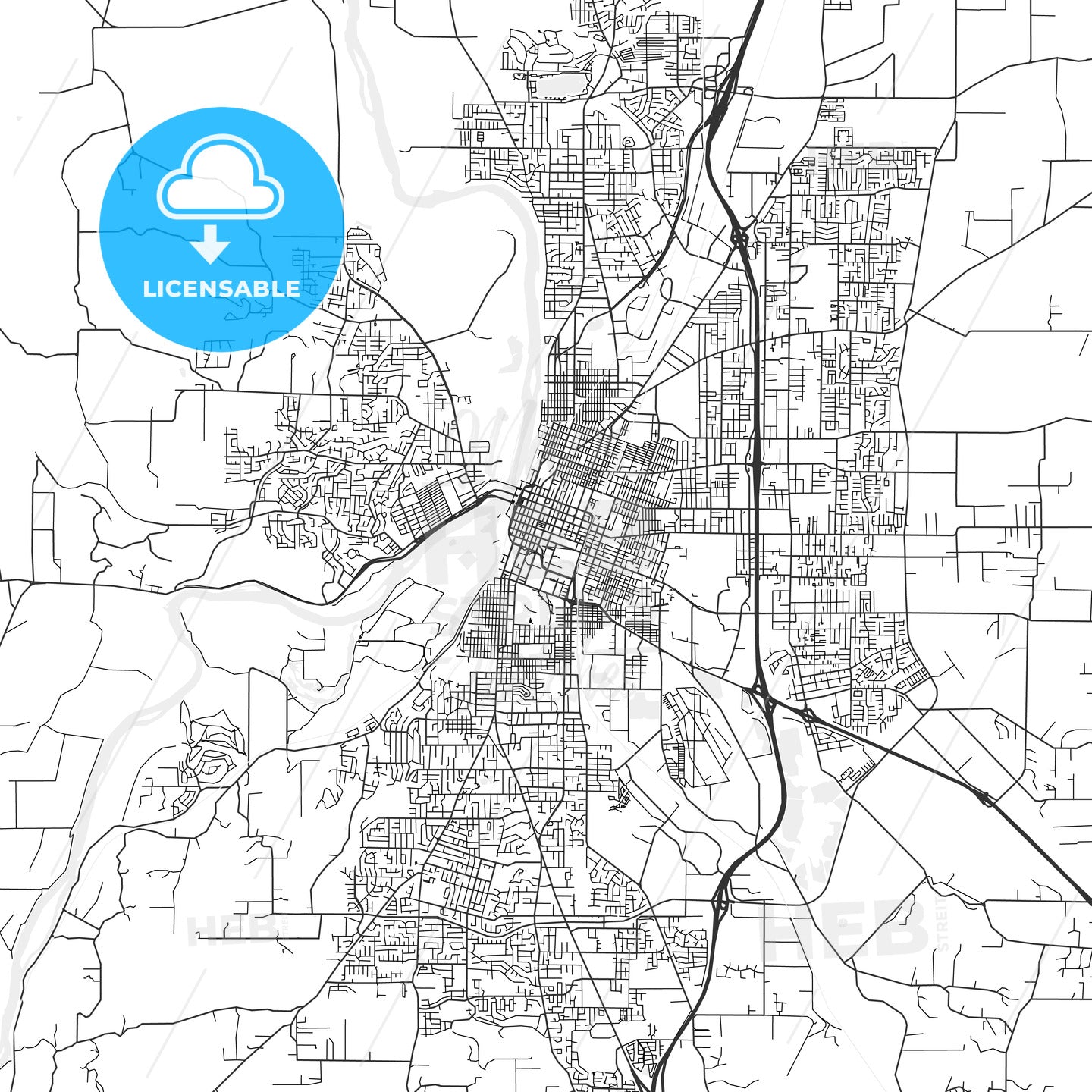 Salem, Oregon - Area Map - Light