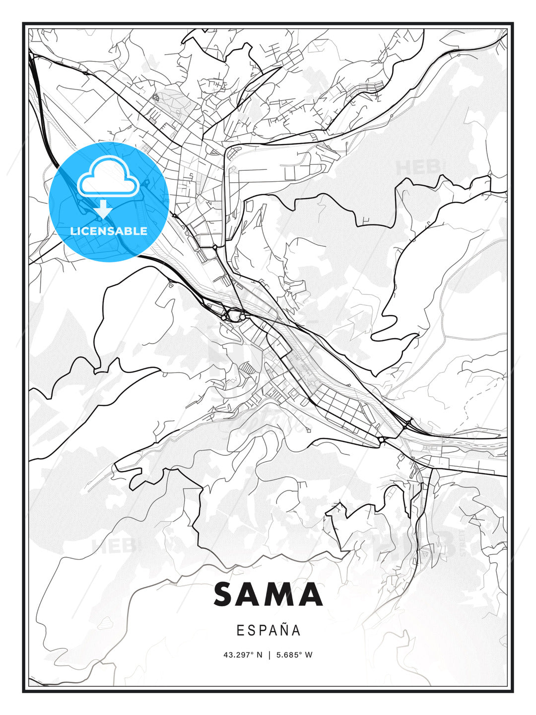 Sama, Spain, Modern Print Template in Various Formats - HEBSTREITS Sketches