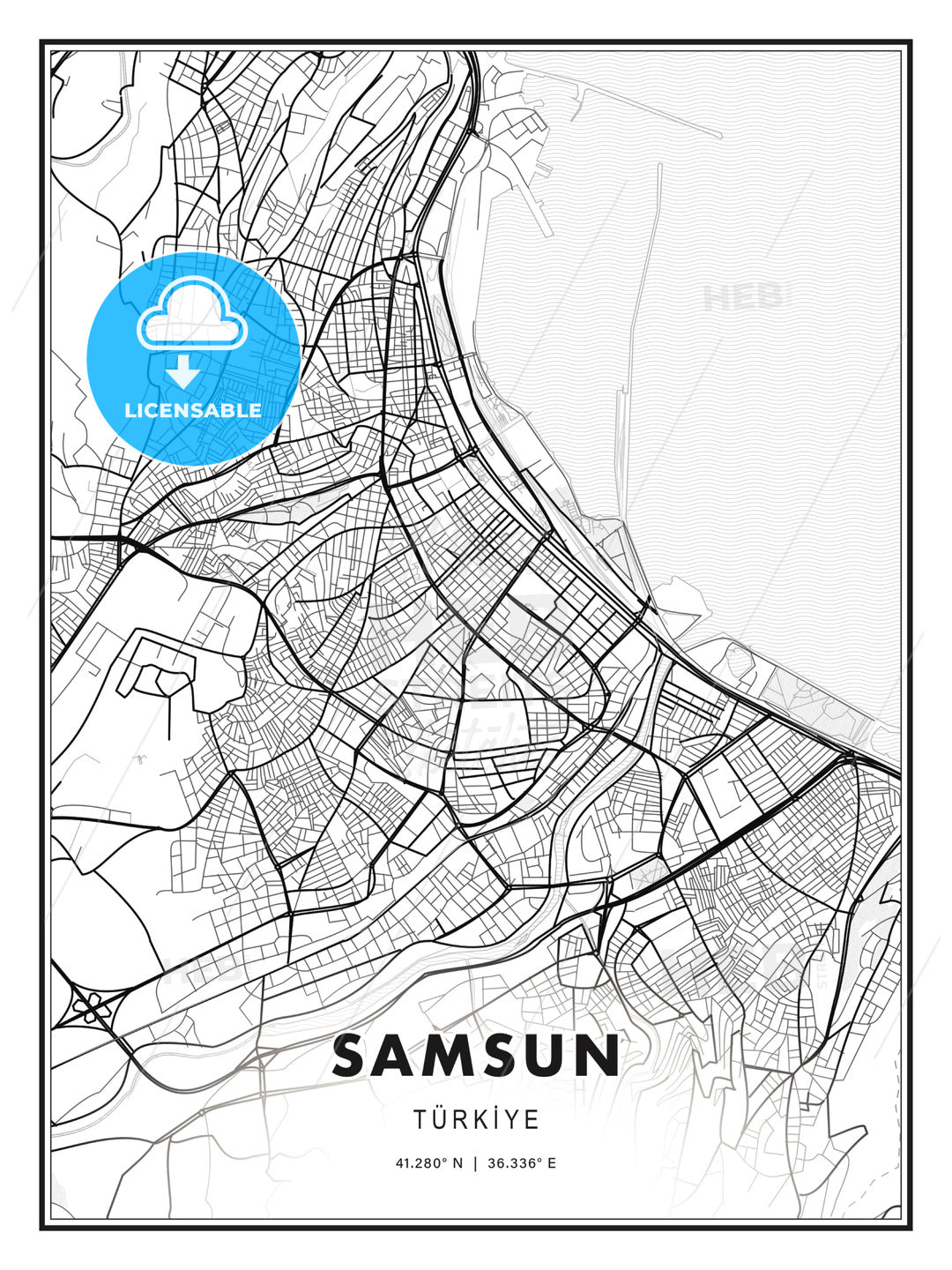 Samsun, Turkey, Modern Print Template in Various Formats - HEBSTREITS Sketches
