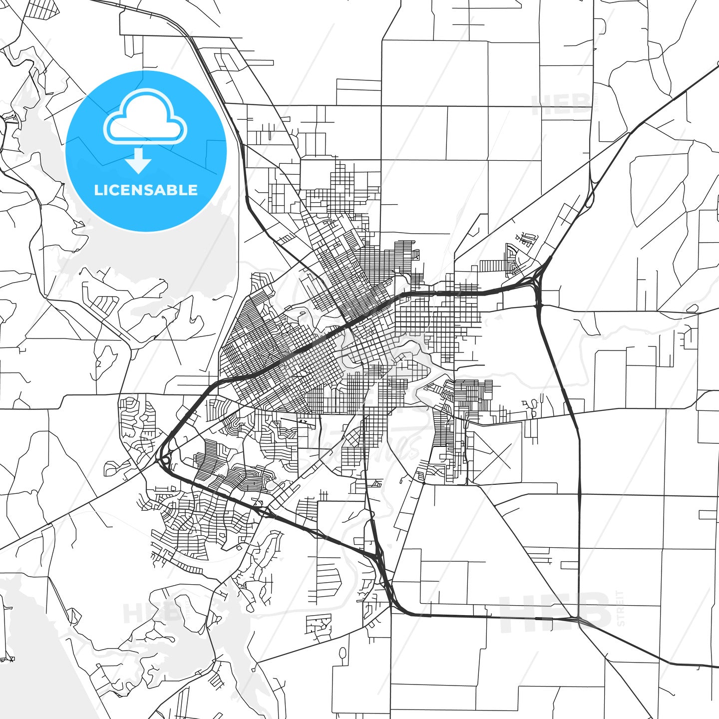 San Angelo, Texas - Area Map - Light