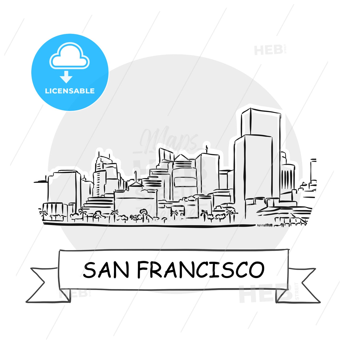 San Francisco Cityscape Vector Sign – instant download