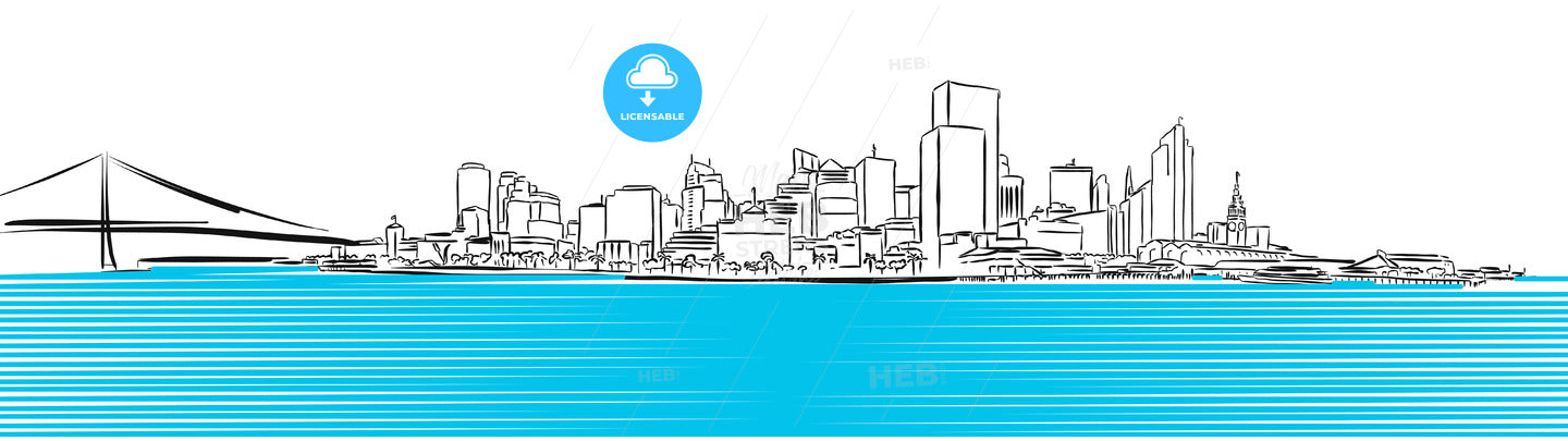 San Francisco Finance District Sketch – instant download