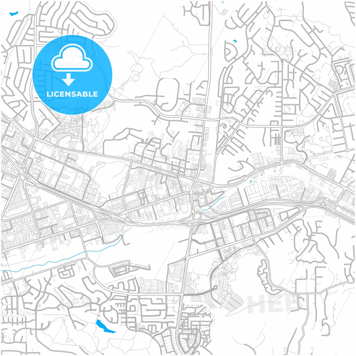 San Marcos, California, United States, city map with high resolution roads.