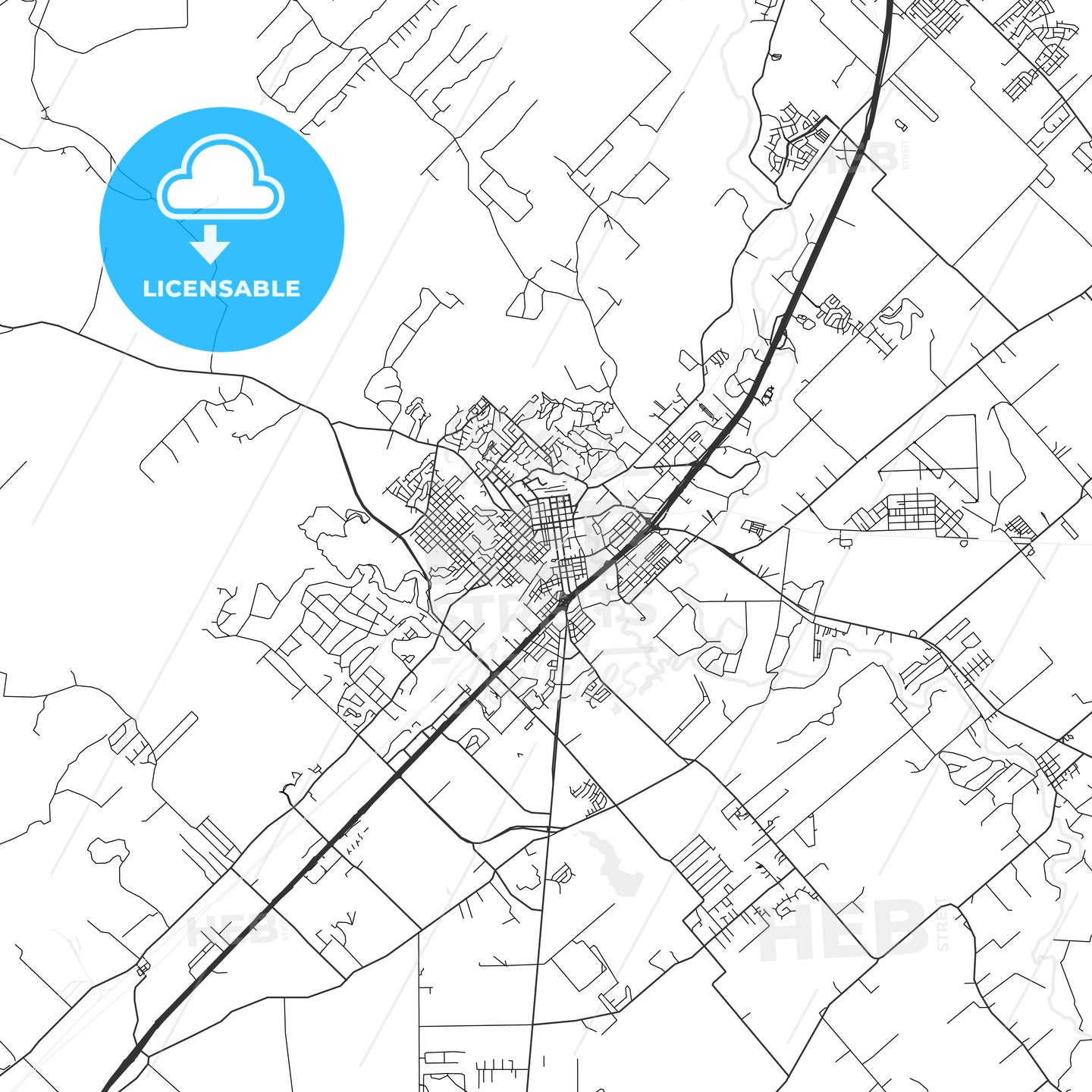 San Marcos, Texas - Area Map - Light