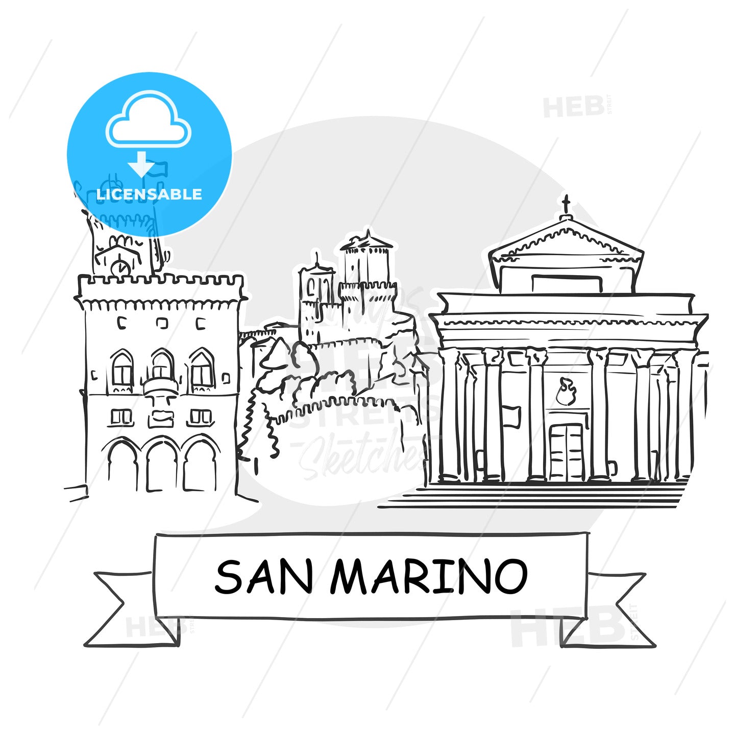 San Marino Cityscape Vector Sign – instant download