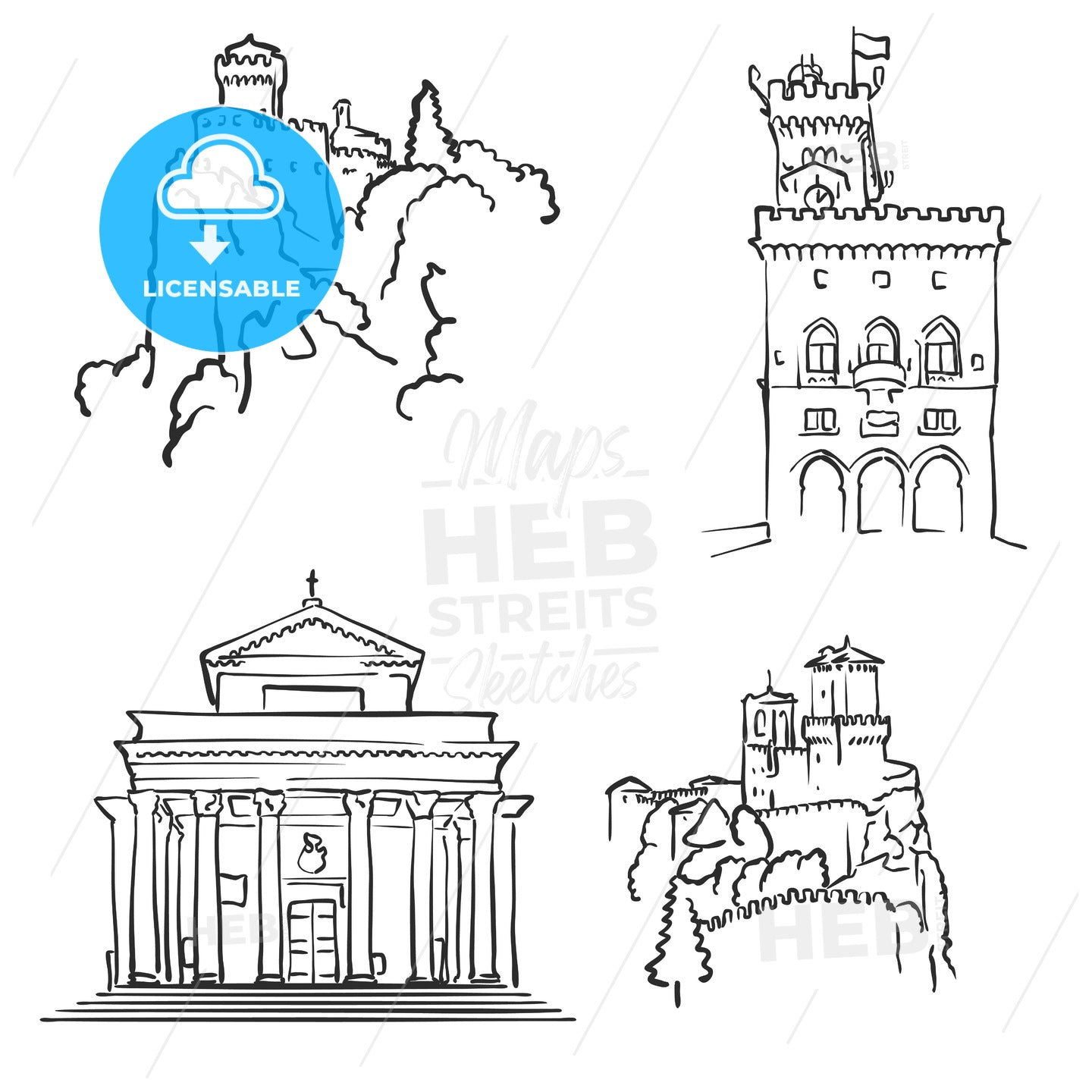 San Marino Famous Buildings – instant download