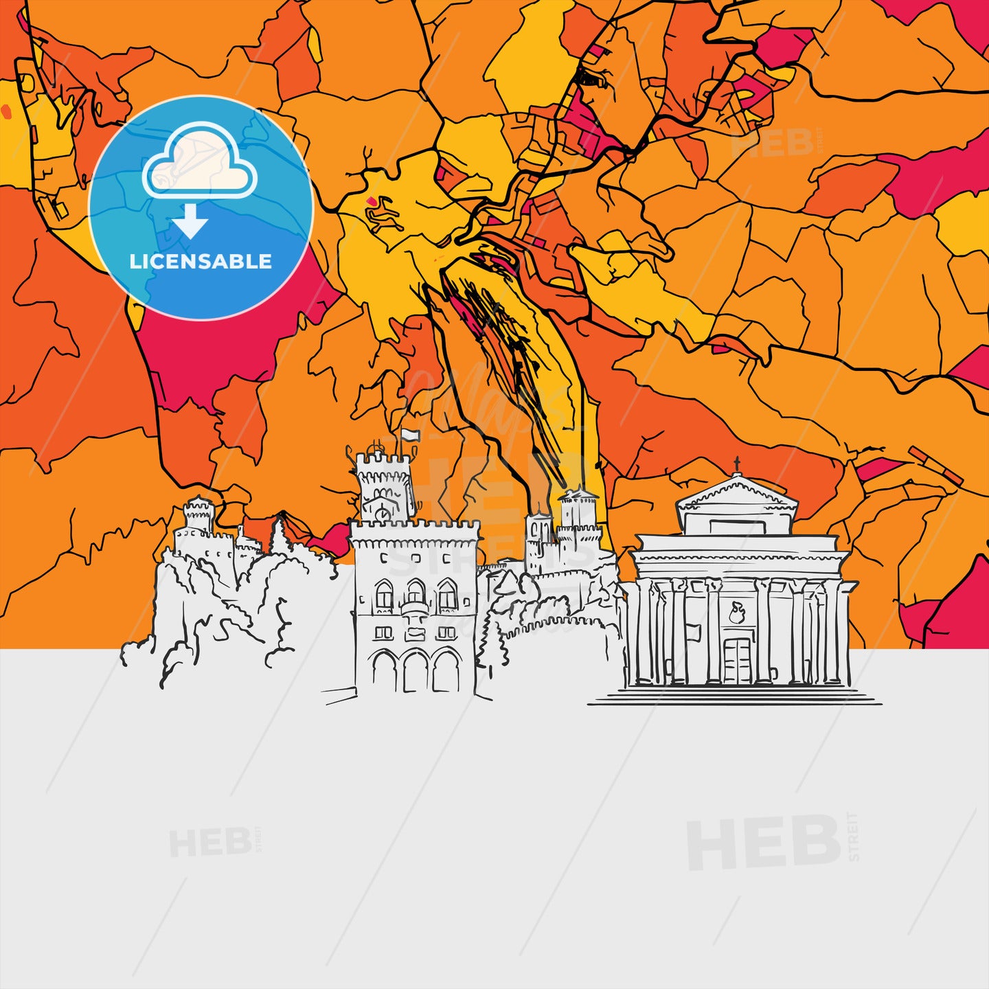 San Marino Skyline Map