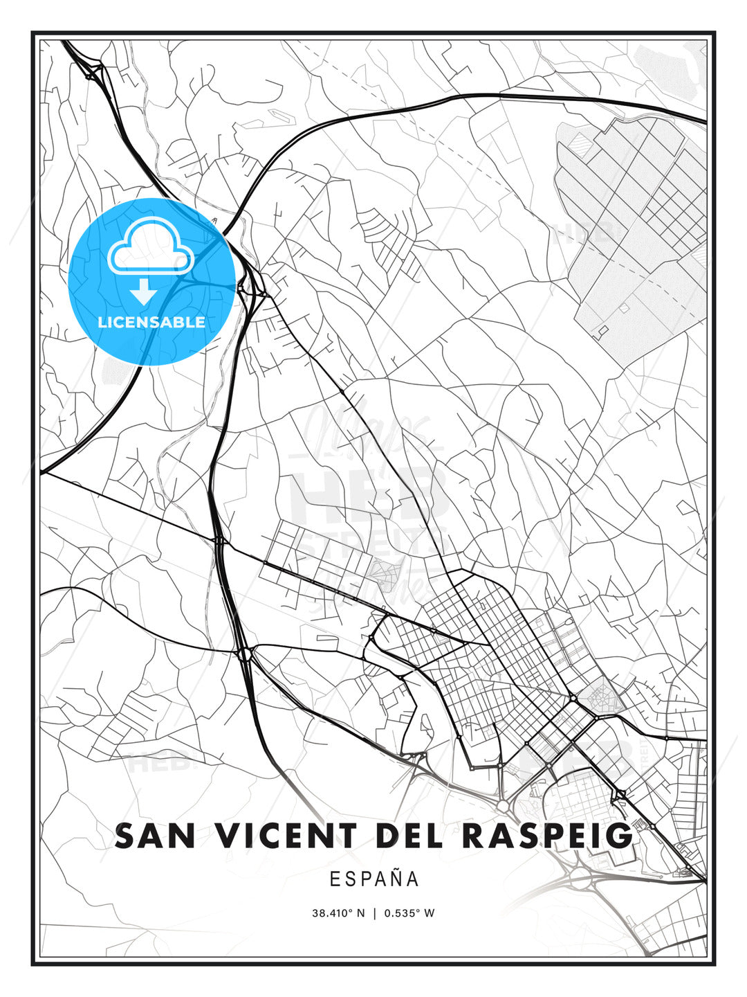 San Vicent del Raspeig, Spain, Modern Print Template in Various Formats - HEBSTREITS Sketches