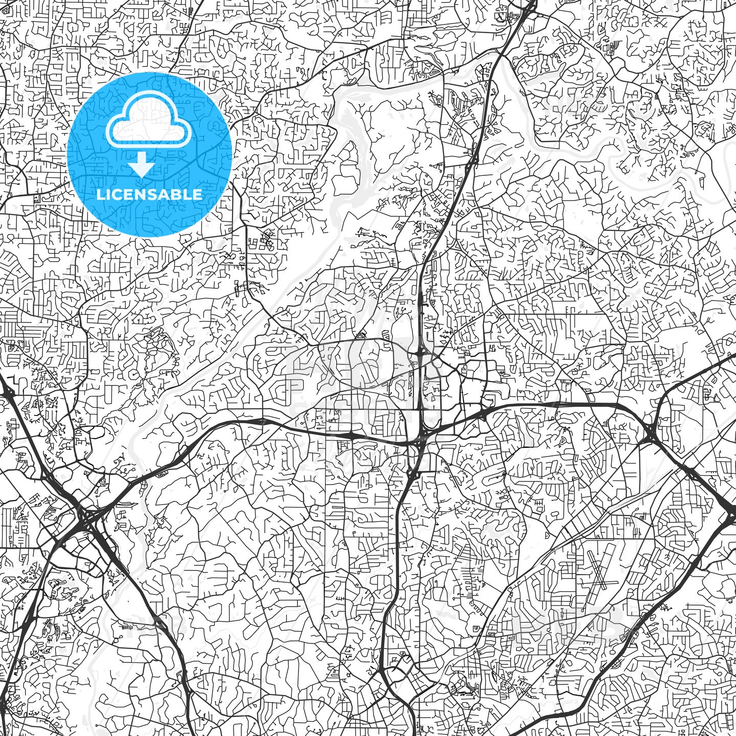 Sandy Springs, Georgia - Area Map - Light