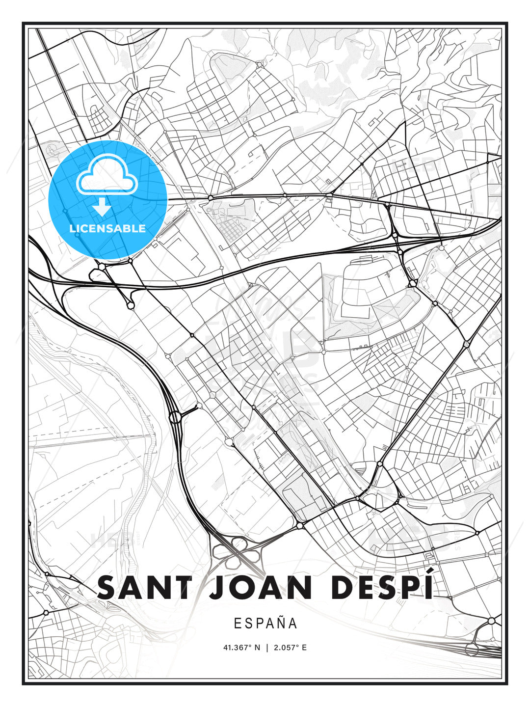 Sant Joan Despí, Spain, Modern Print Template in Various Formats - HEBSTREITS Sketches