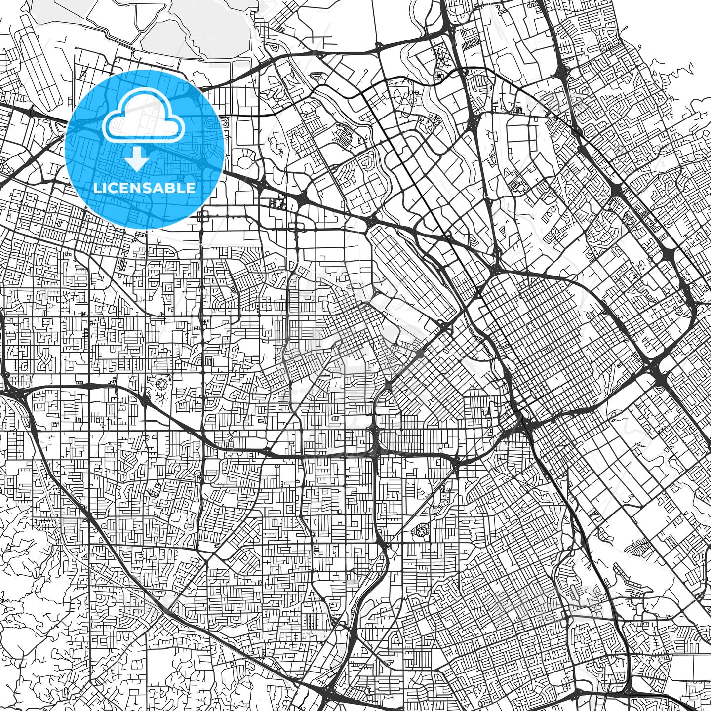 Santa Clara, California - Area Map - Light