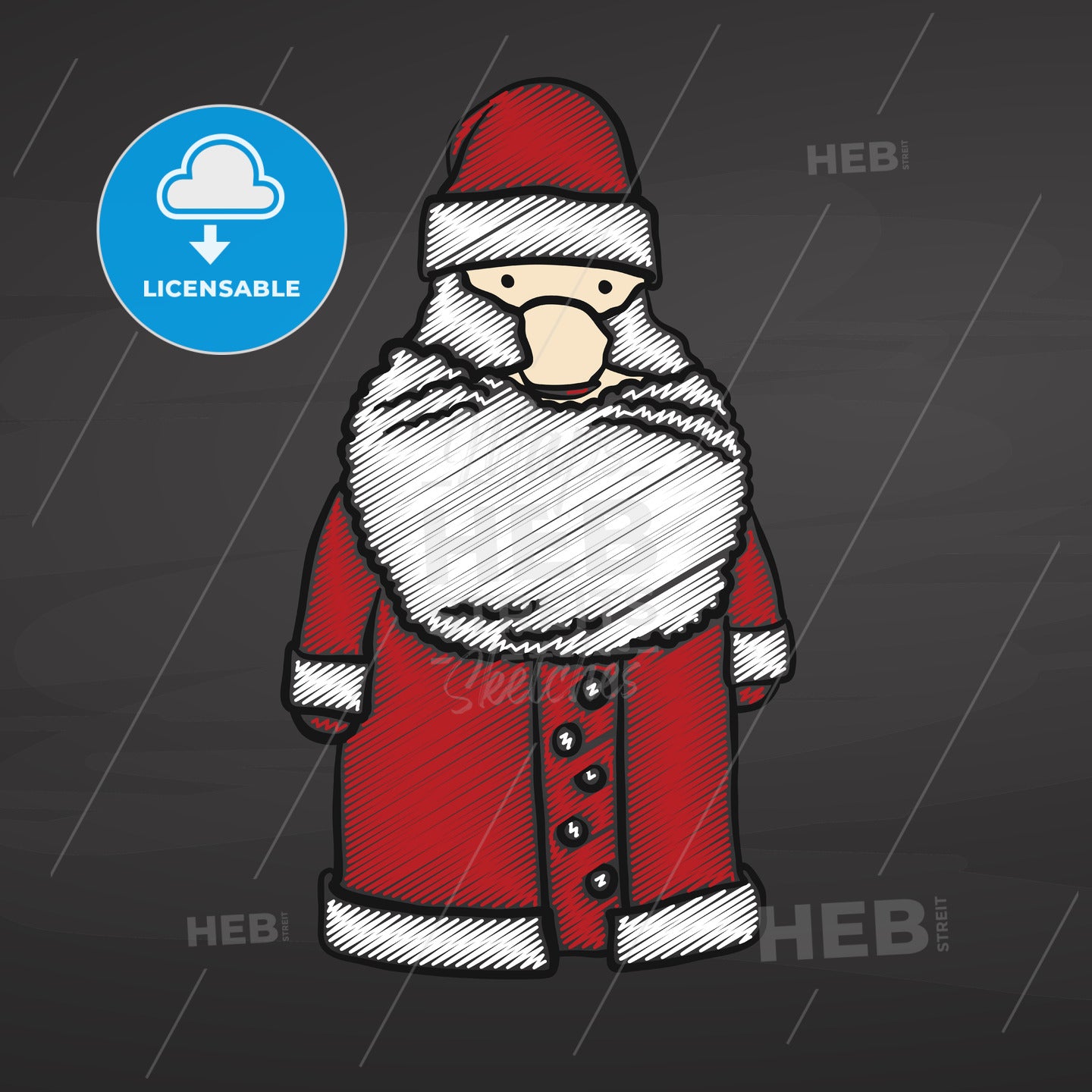 Santa Claus Sketch on Chalkboard – instant download