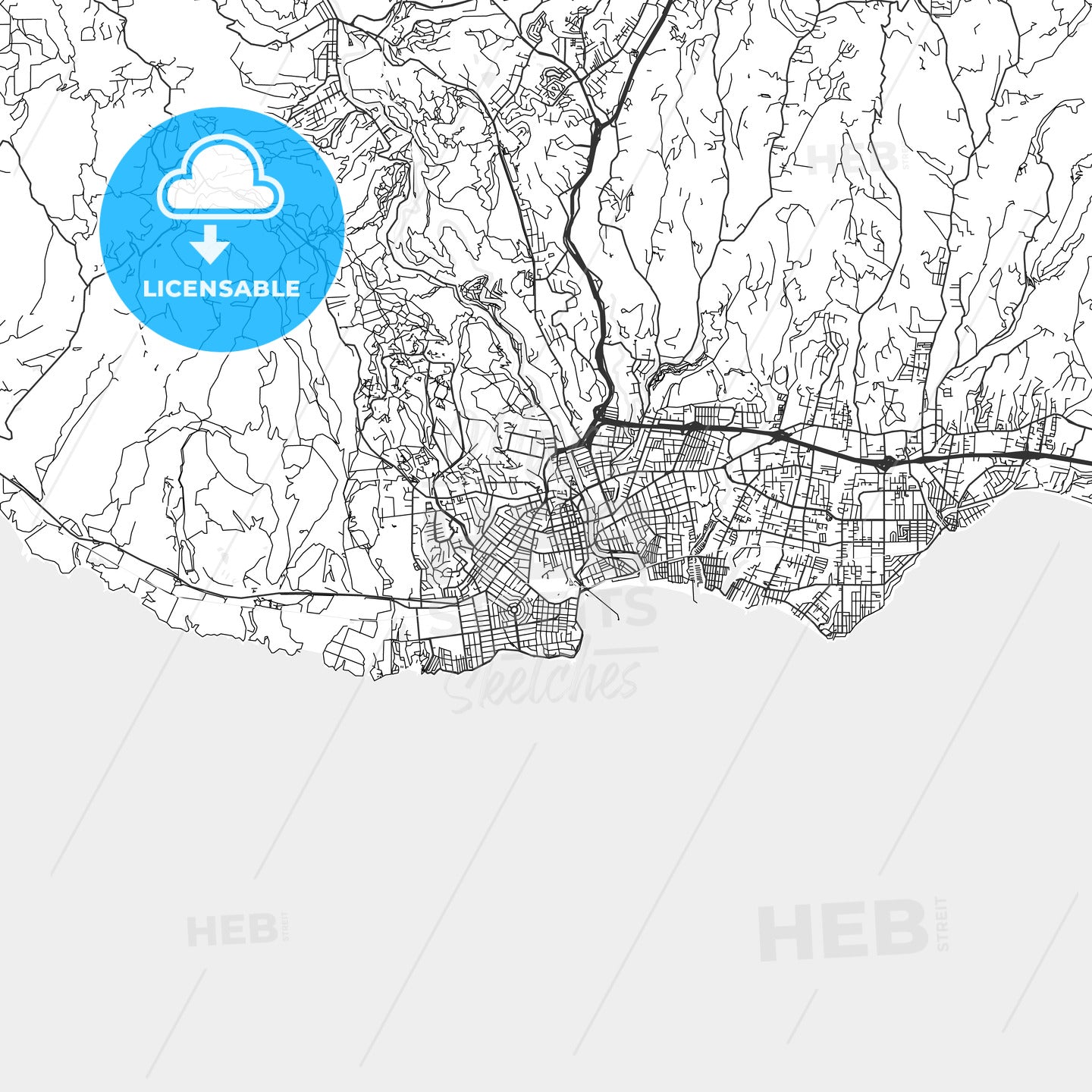 Santa Cruz, California - Area Map - Light