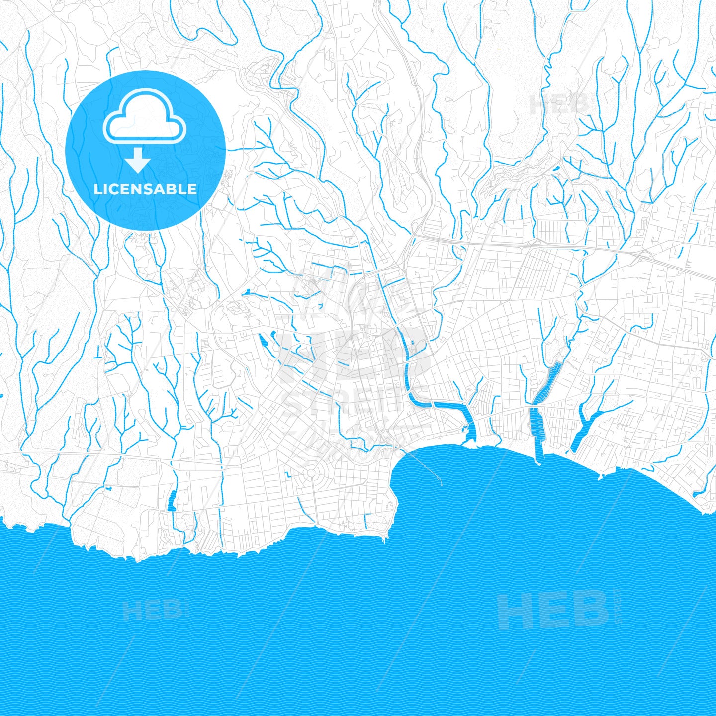 Santa Cruz California United States PDF vector map with water