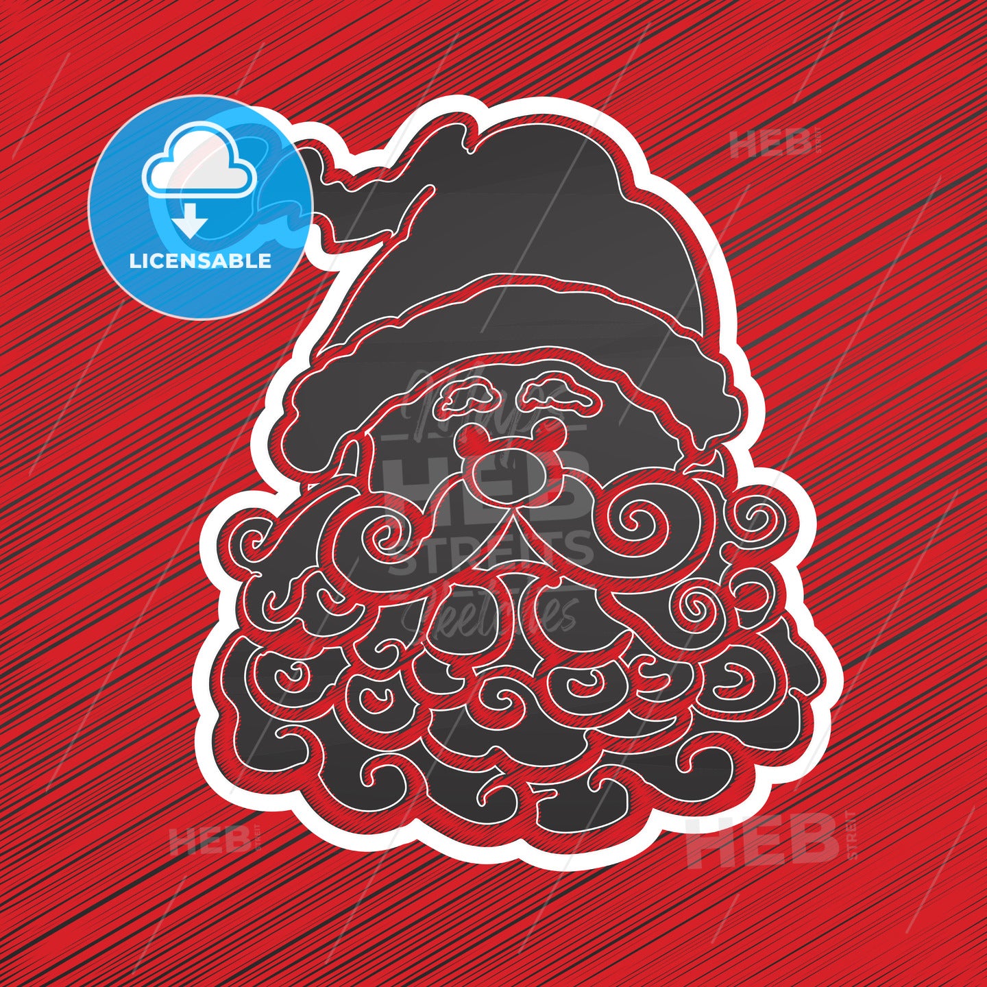 Santa Head. Sketch on chalkboard – instant download