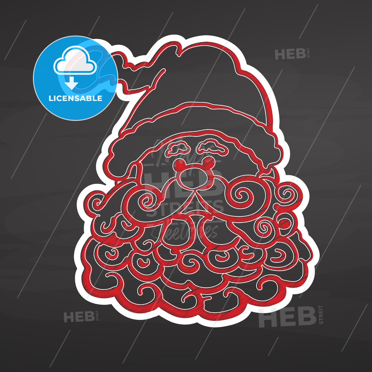 Santa drawing. White and red chalk. – instant download