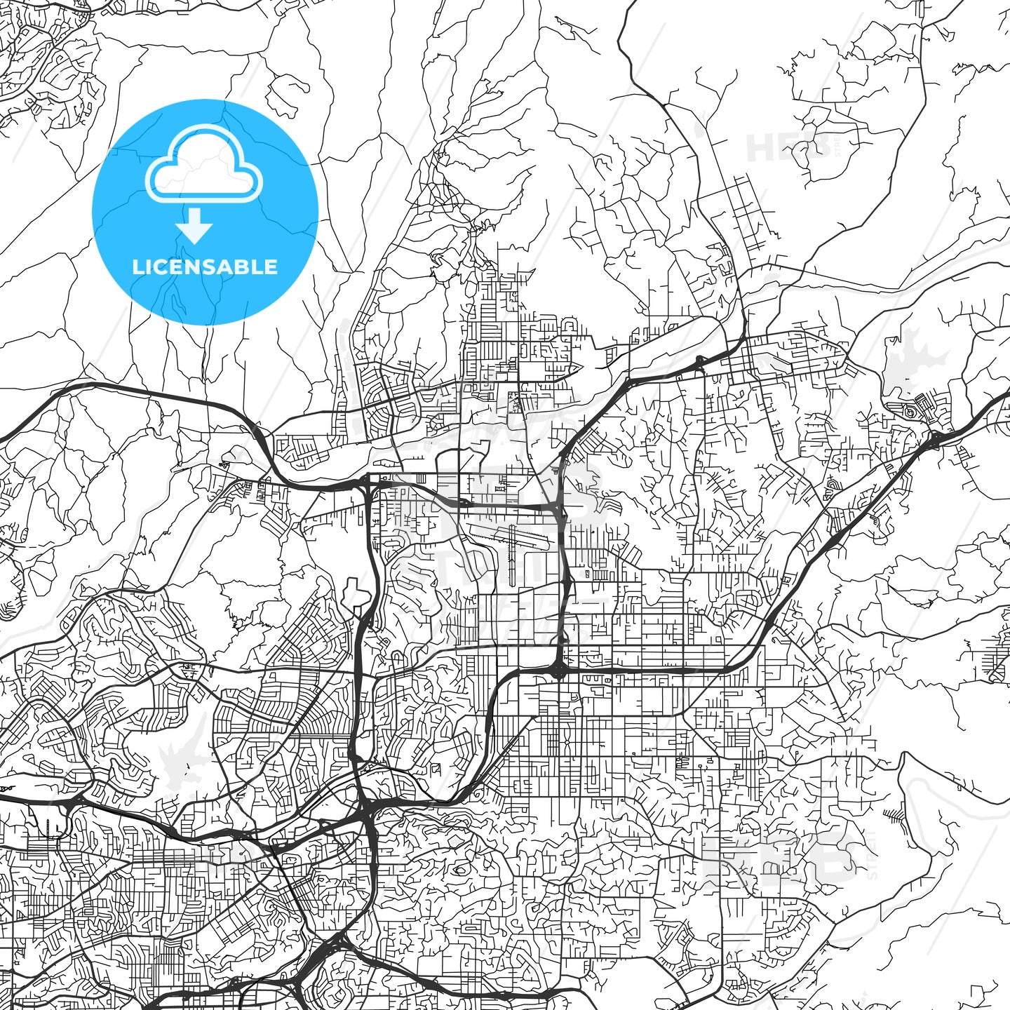 Santee, California - Area Map - Light