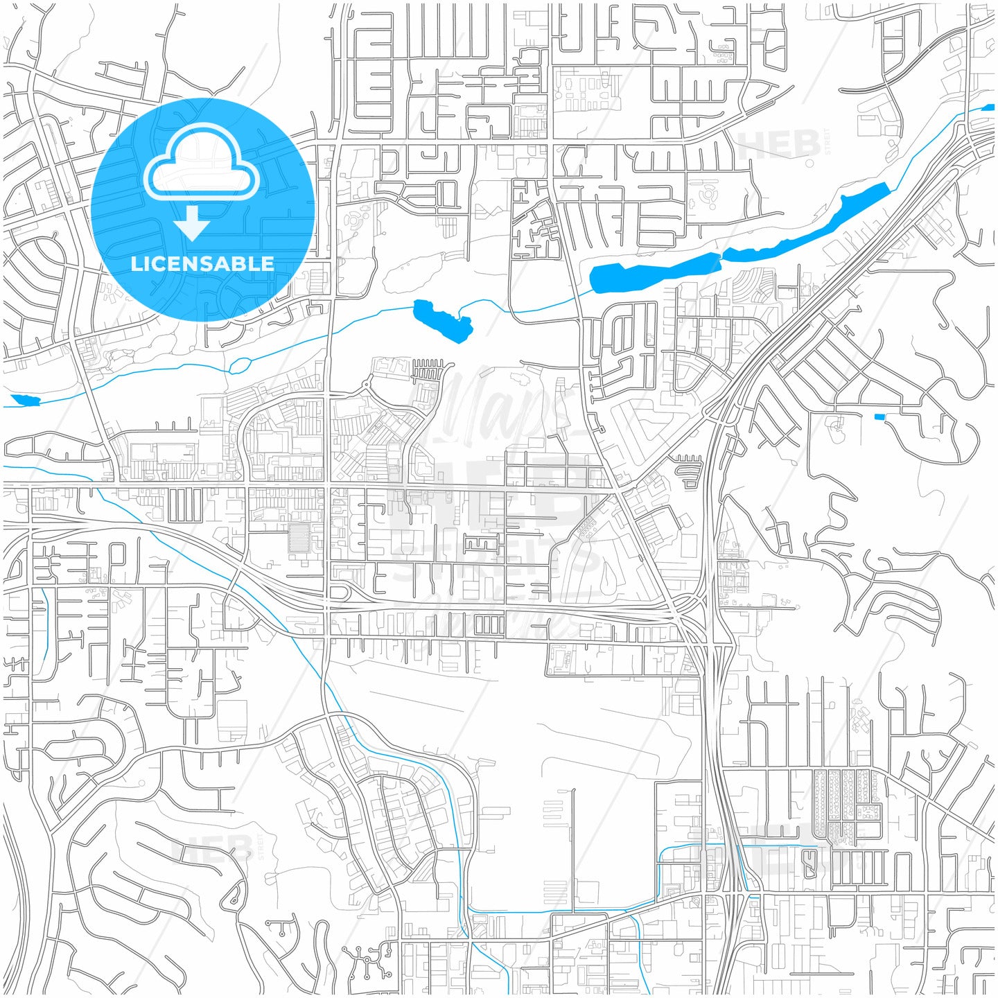 Santee, California, United States, city map with high resolution roads.