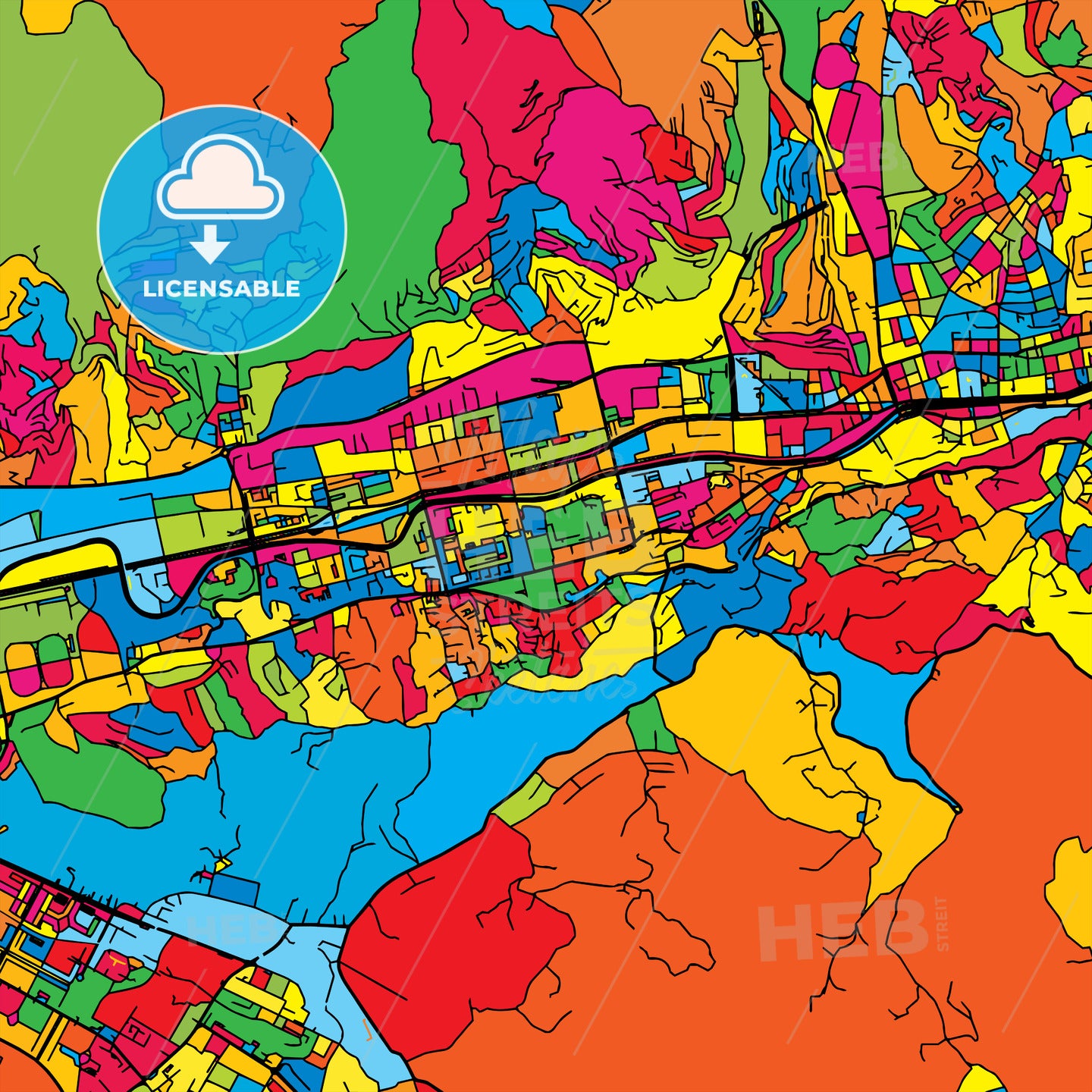 Sarajevo Bosnia and Herzegovina Colorful Map