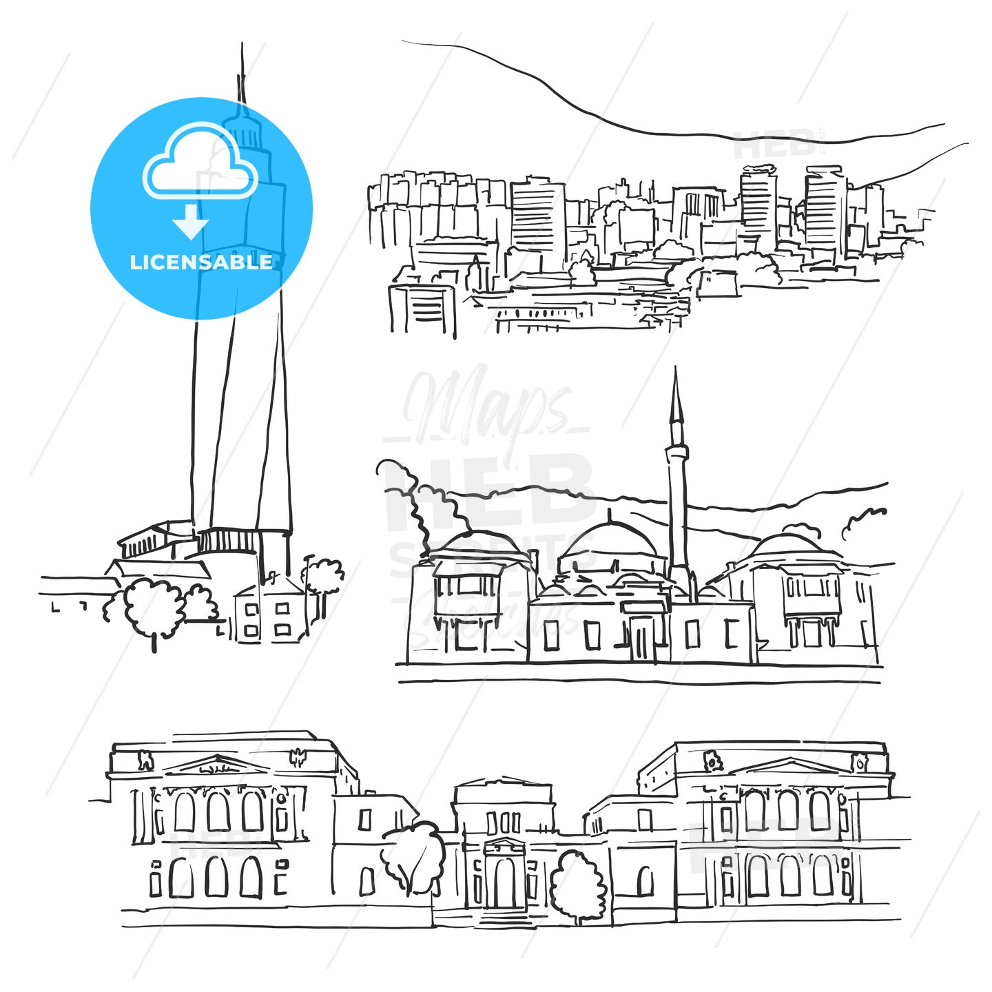 Sarajevo Bosnia and Herzegovina Famous Buildings – instant download