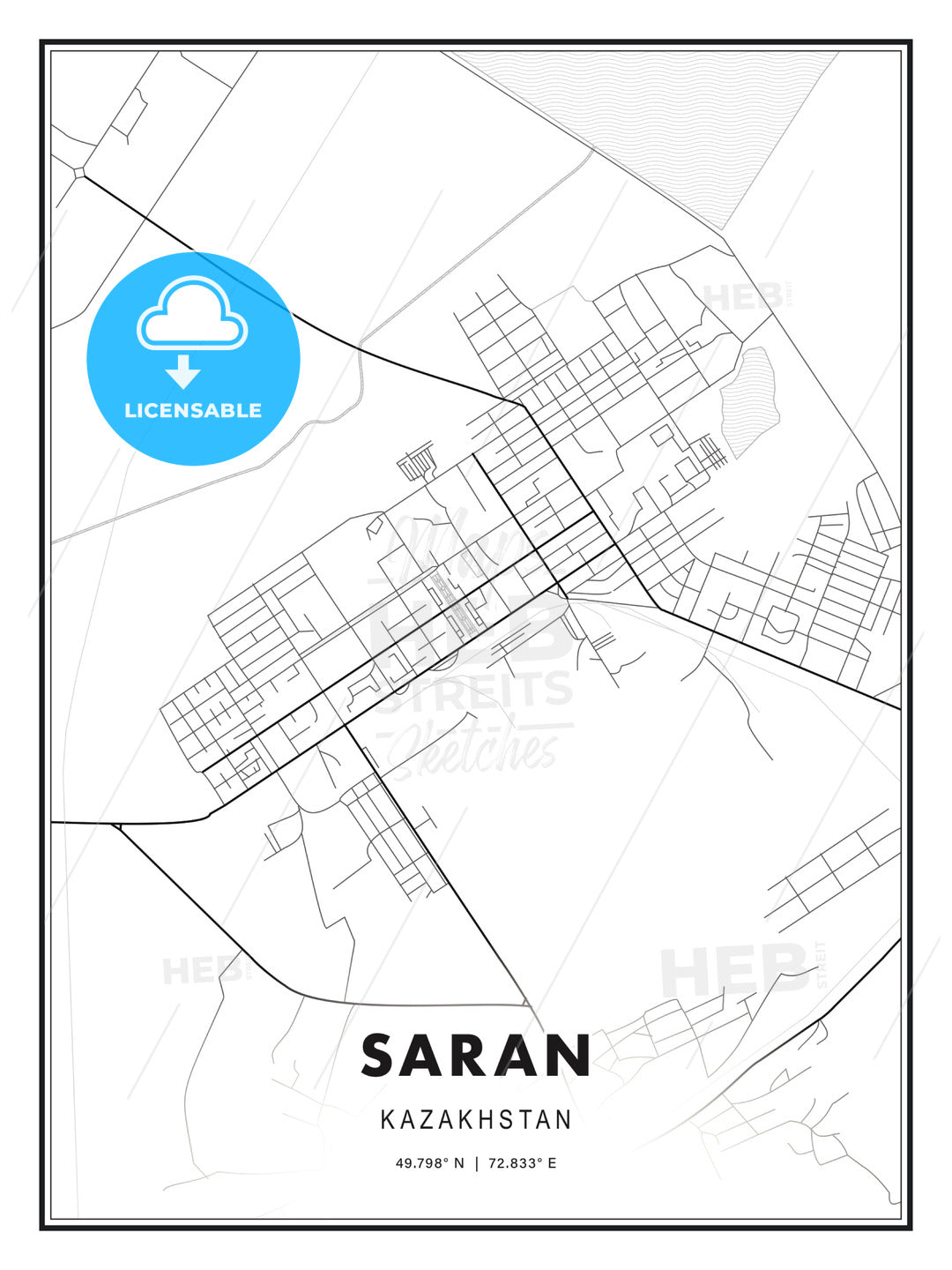 Saran, Kazakhstan, Modern Print Template in Various Formats - HEBSTREITS Sketches
