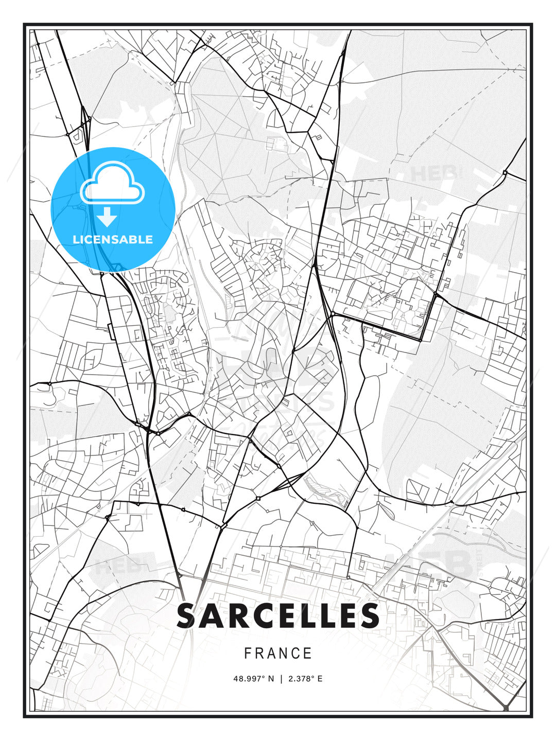 Sarcelles, France, Modern Print Template in Various Formats - HEBSTREITS Sketches