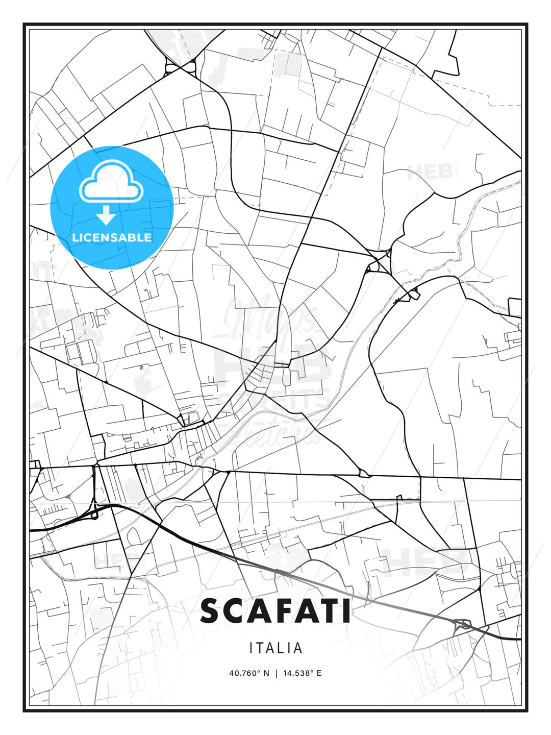 Scafati, Italy, Modern Print Template in Various Formats - HEBSTREITS Sketches