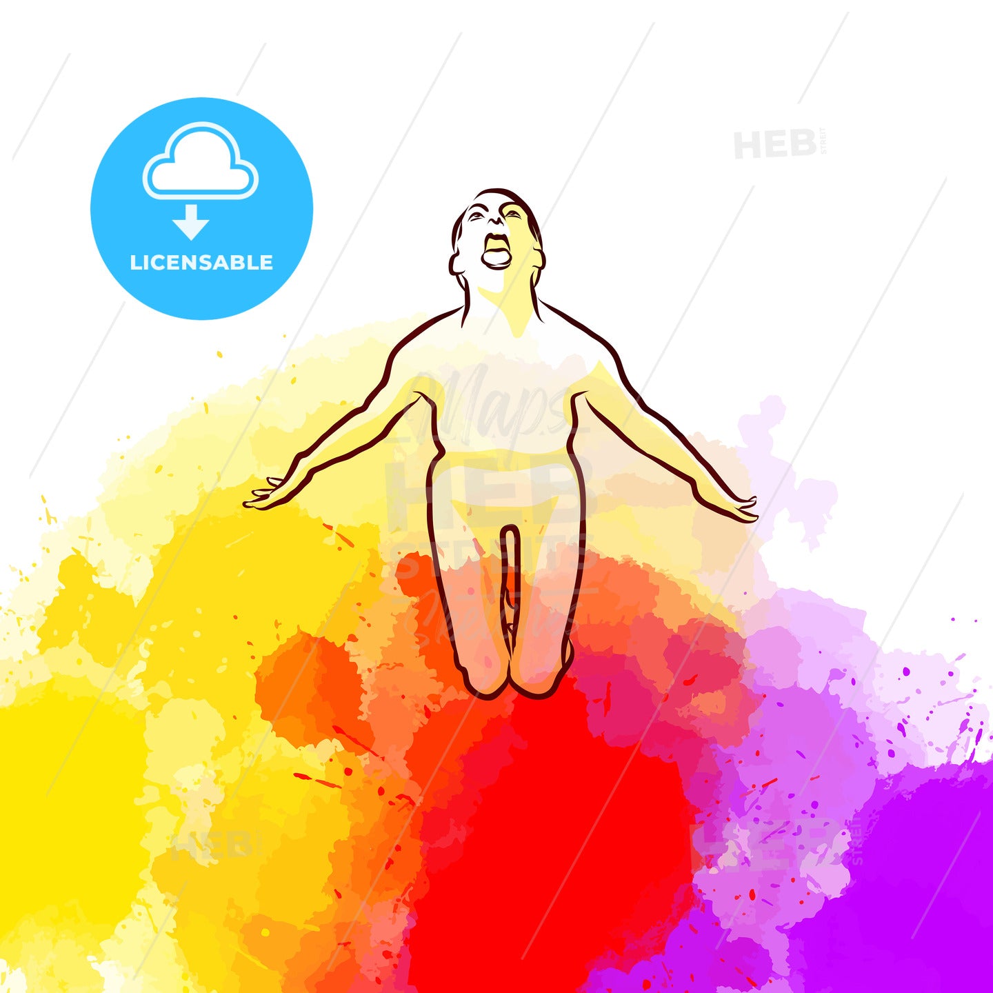 Scary Yoga Pose on colorful background – instant download