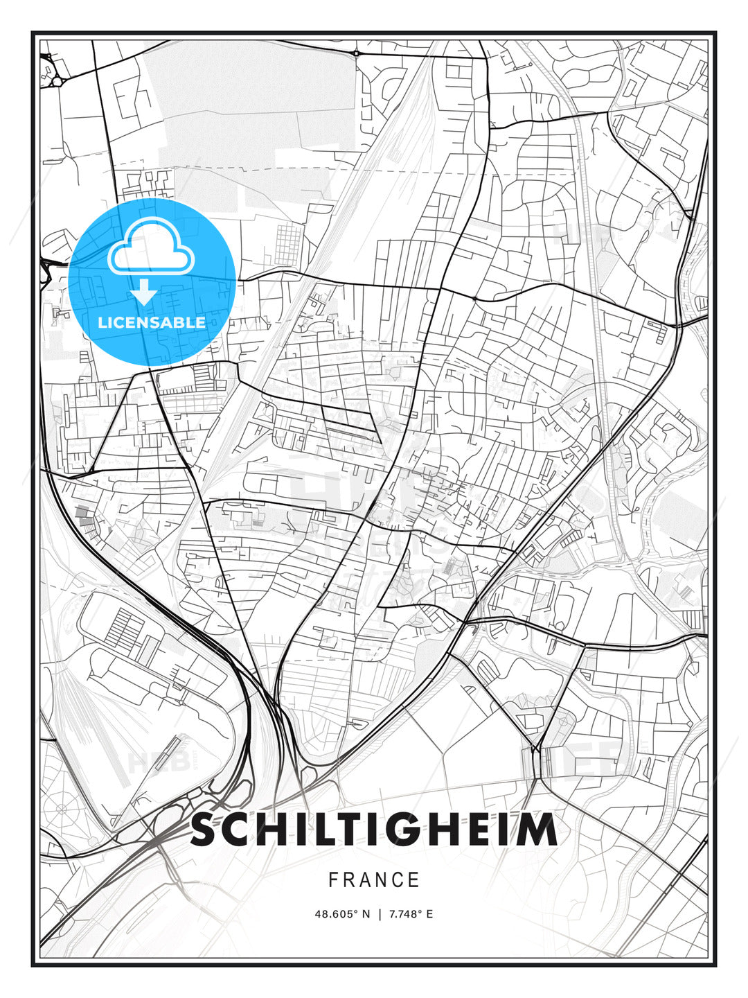 Schiltigheim, France, Modern Print Template in Various Formats - HEBSTREITS Sketches