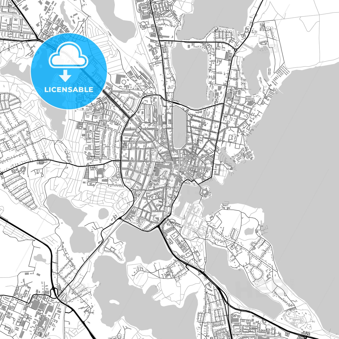 Schwerin, Germany, vector map with buildings