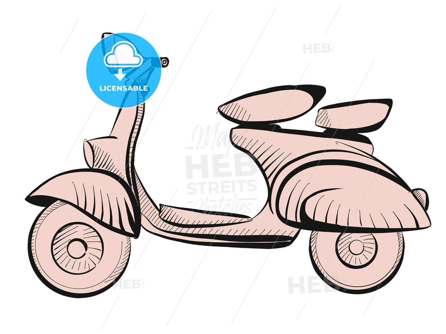 Scooter Profile Outline Sketch – instant download