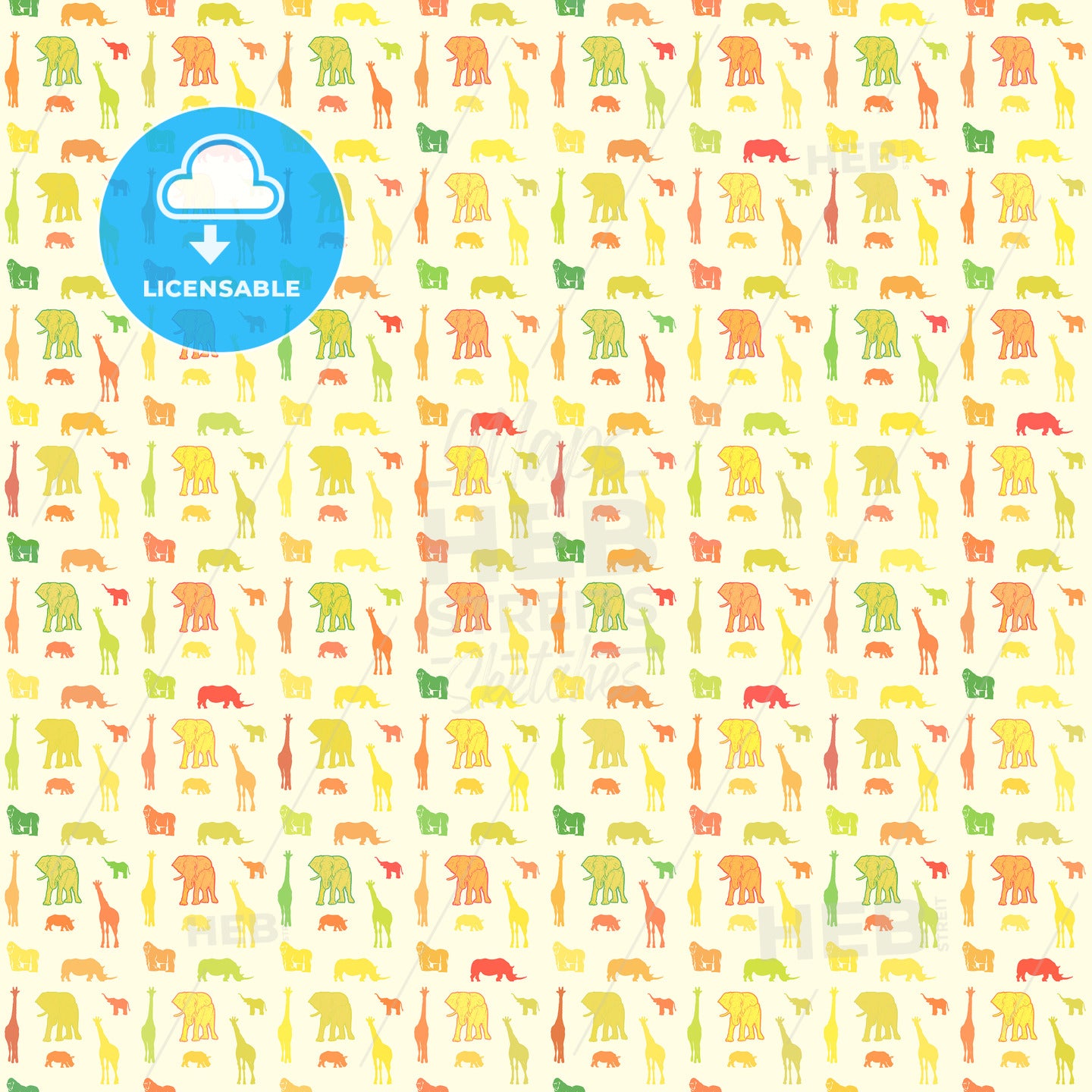 Seamless print animals pattern on light orange – instant download