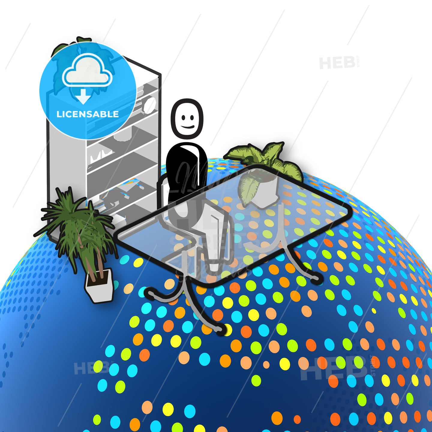 Secretary, Office and Dotted Globe – instant download