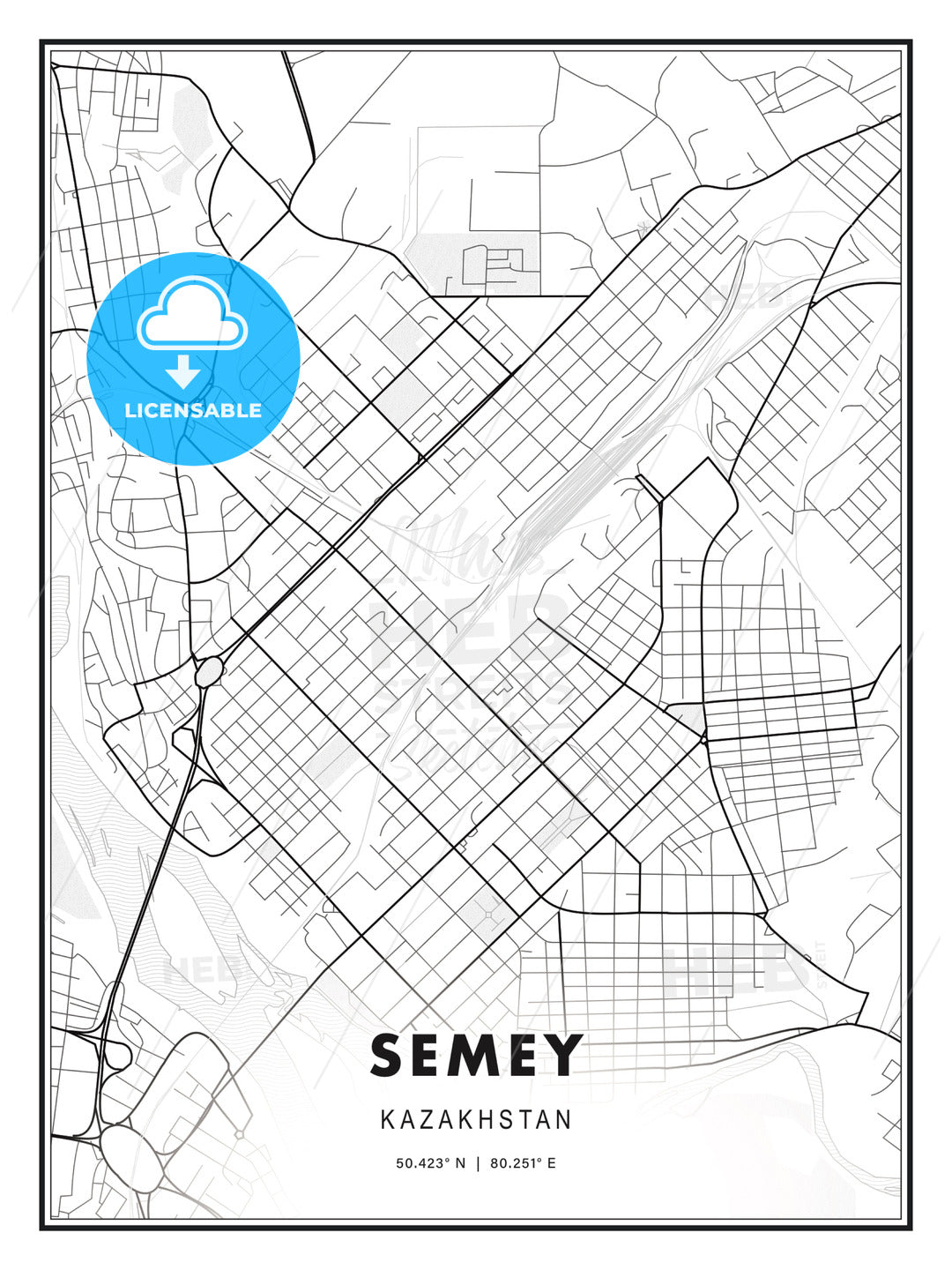 Semey, Kazakhstan, Modern Print Template in Various Formats - HEBSTREITS Sketches