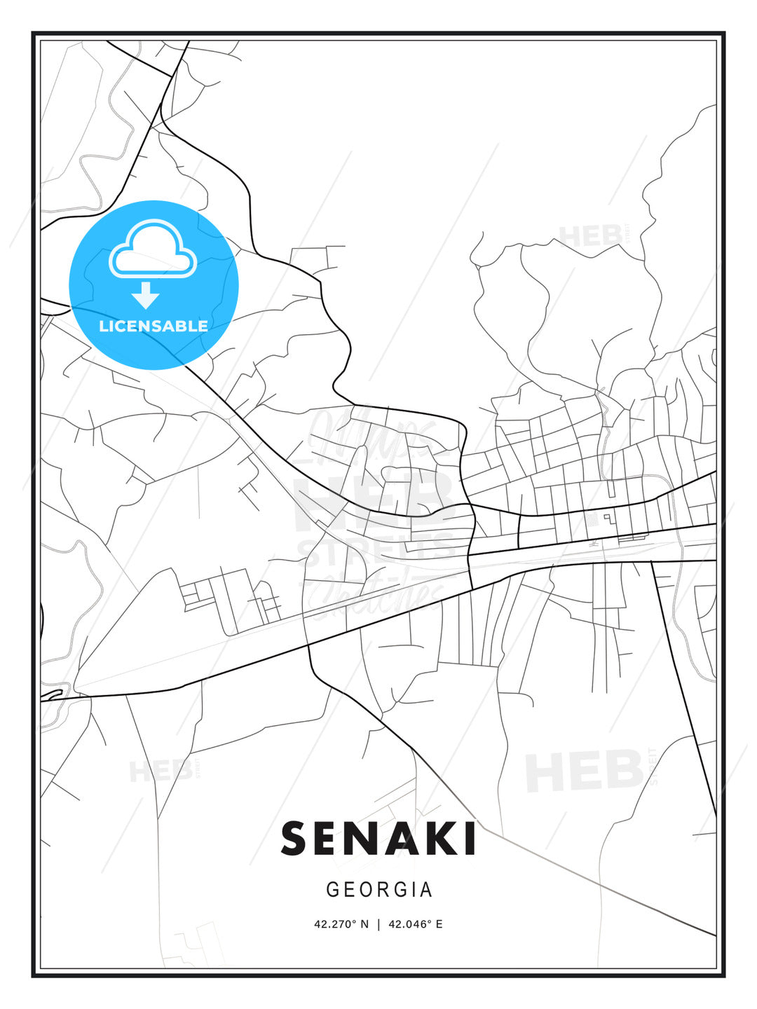 Senaki, Georgia, Modern Print Template in Various Formats - HEBSTREITS Sketches